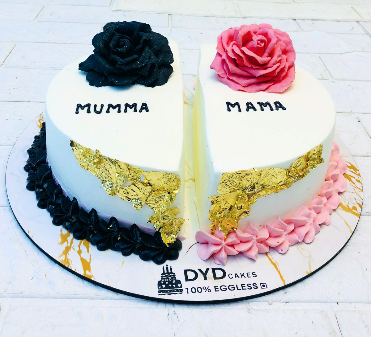 Maternal Theme Black Pink Flower Cake
