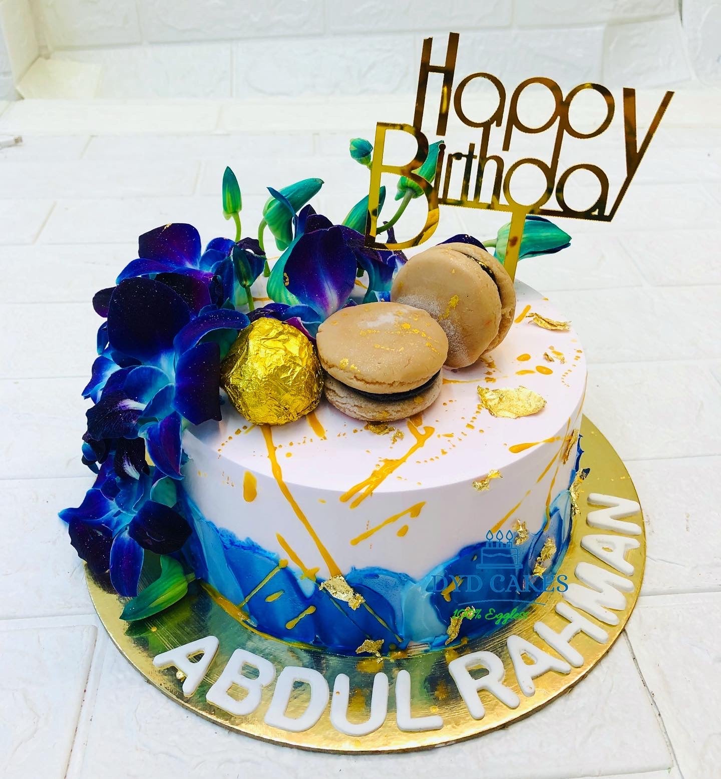 Blue White And Gold Cake