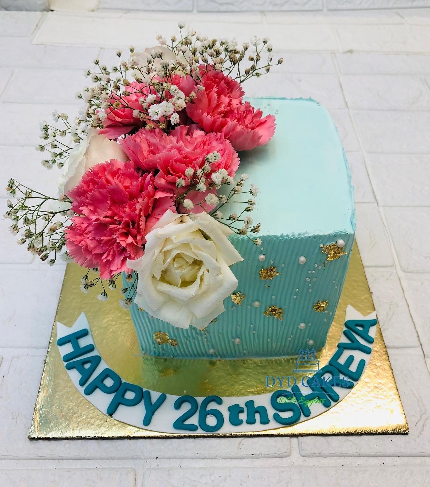 Blue Floral Theme Cake