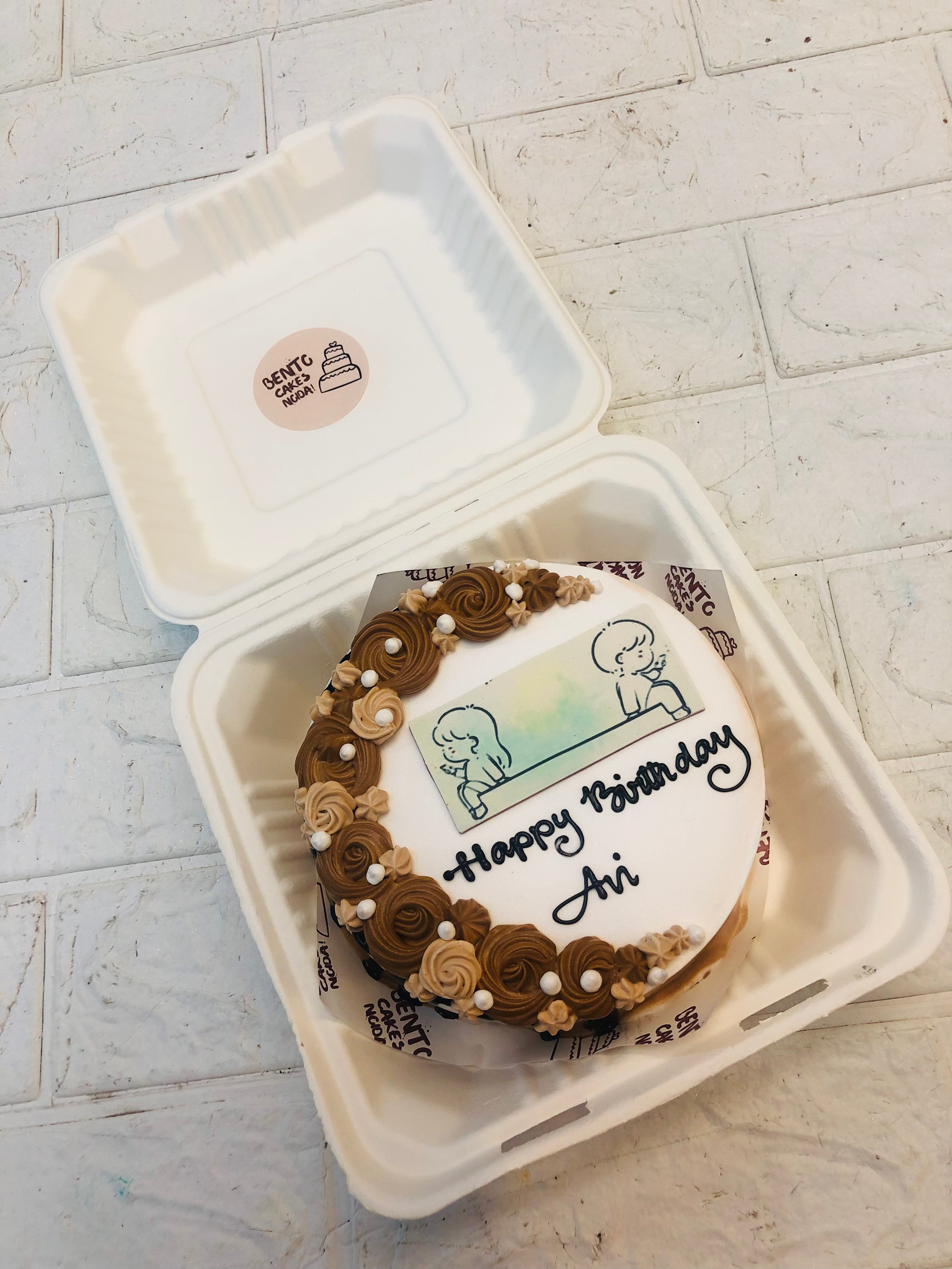 Floral Theme Couple Bento Cake