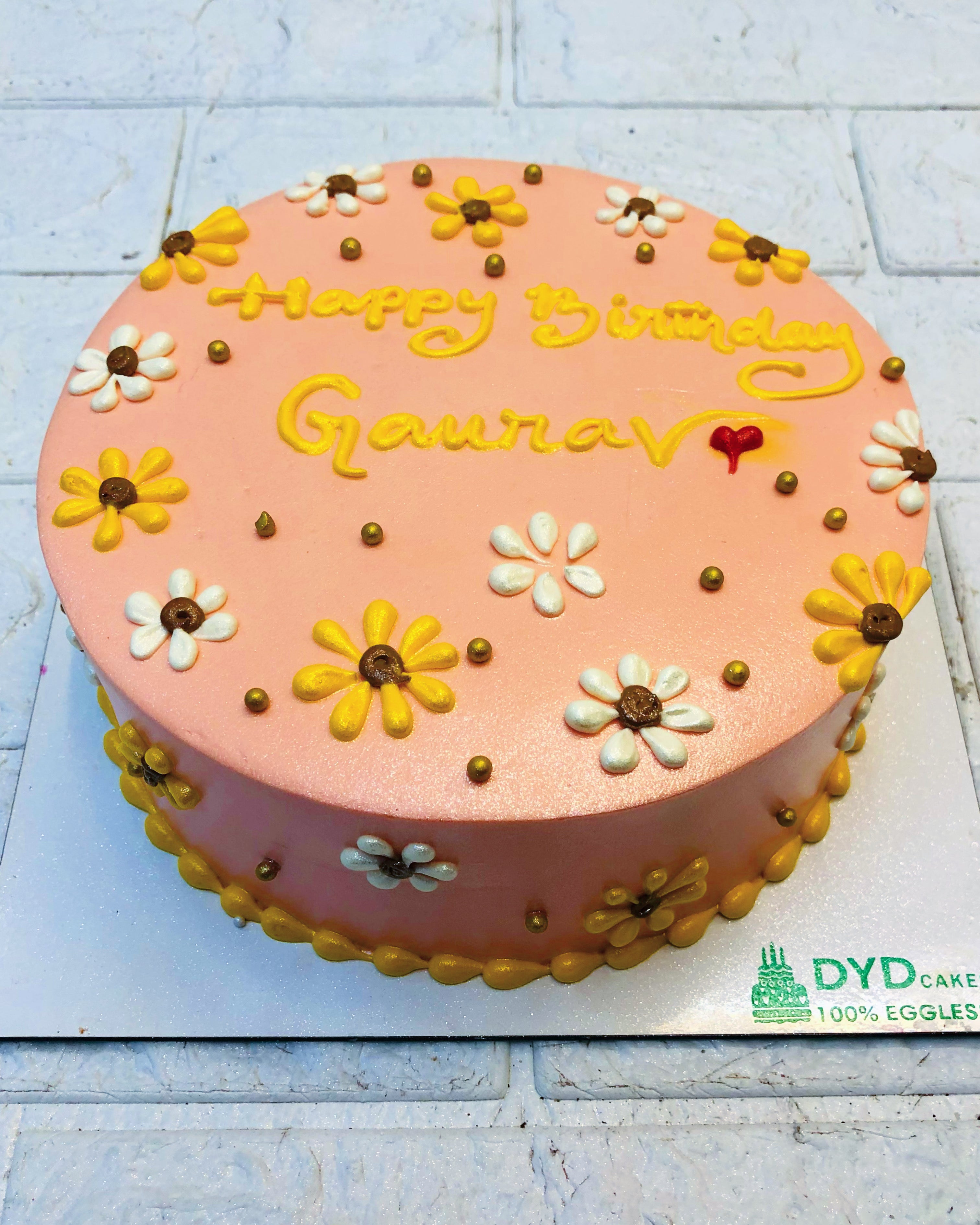 White Yellow Multi Flowers Cake