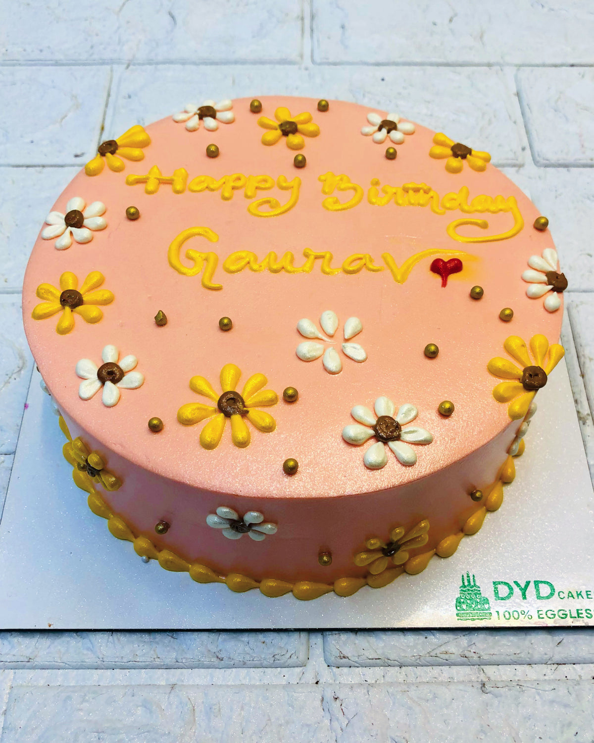 White Yellow Multi Flowers Cake