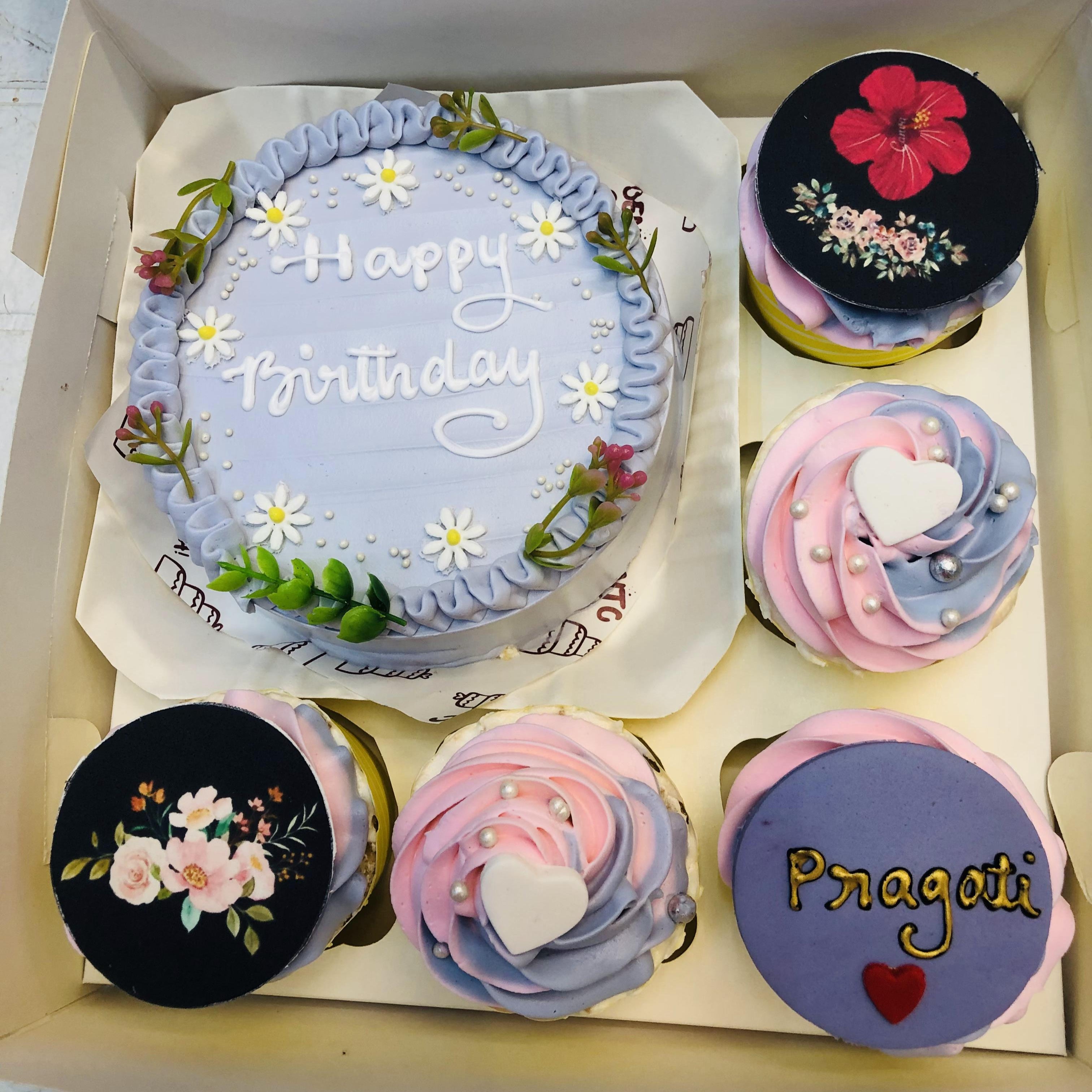 Printed Flowers Bento Combo Cake