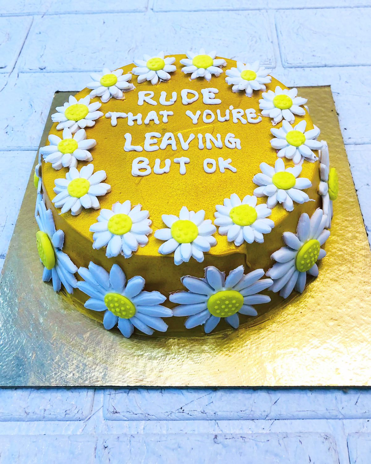 Sunflowers on Golden Cake