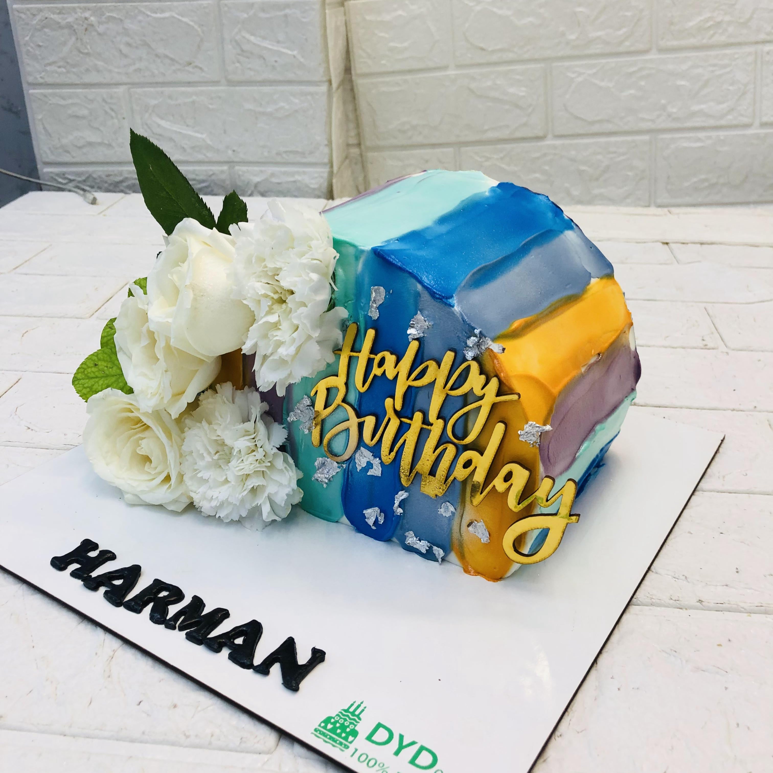 White Florals Aesthetic Half Cake