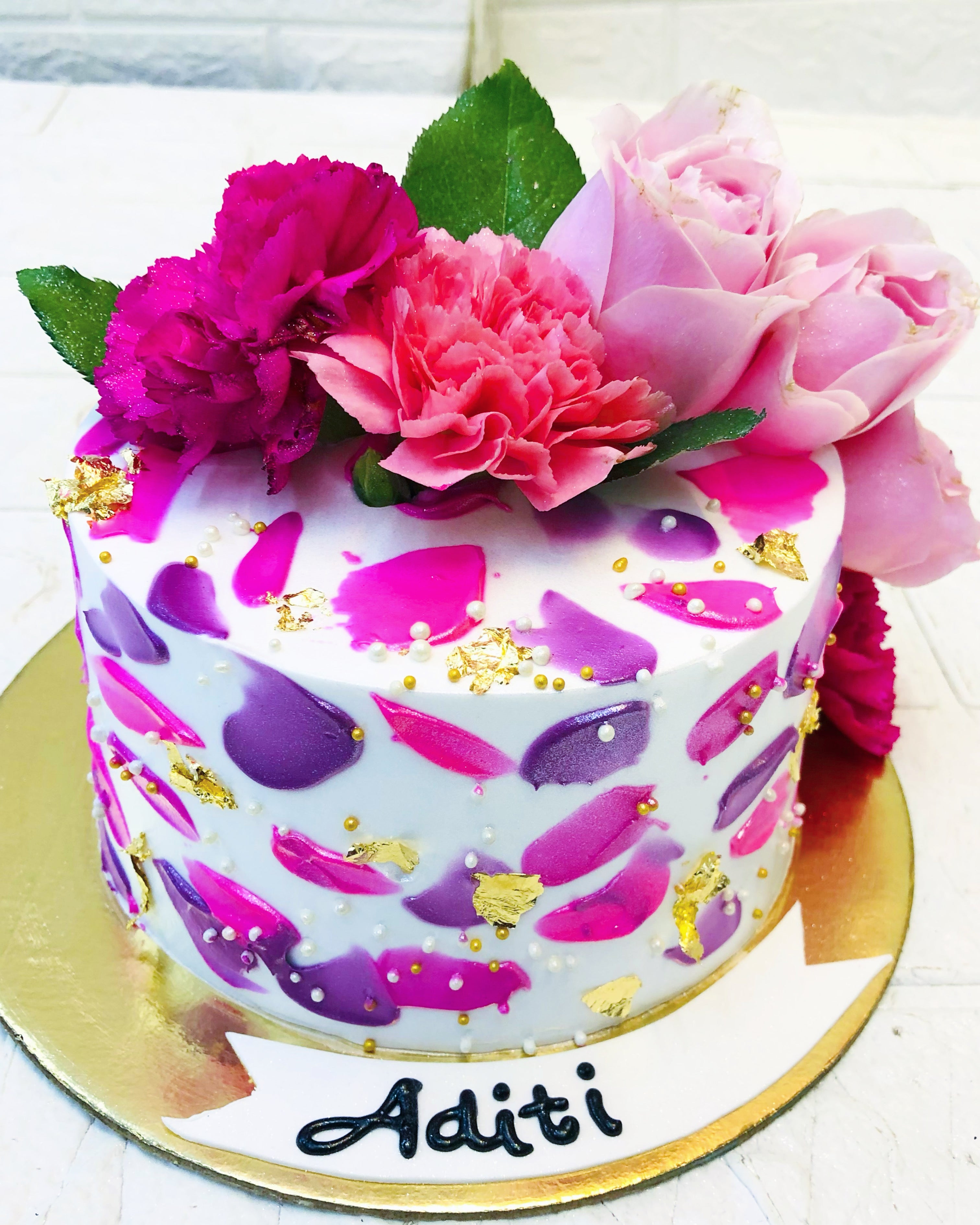 Multiple Florals On Aesthetic Cake