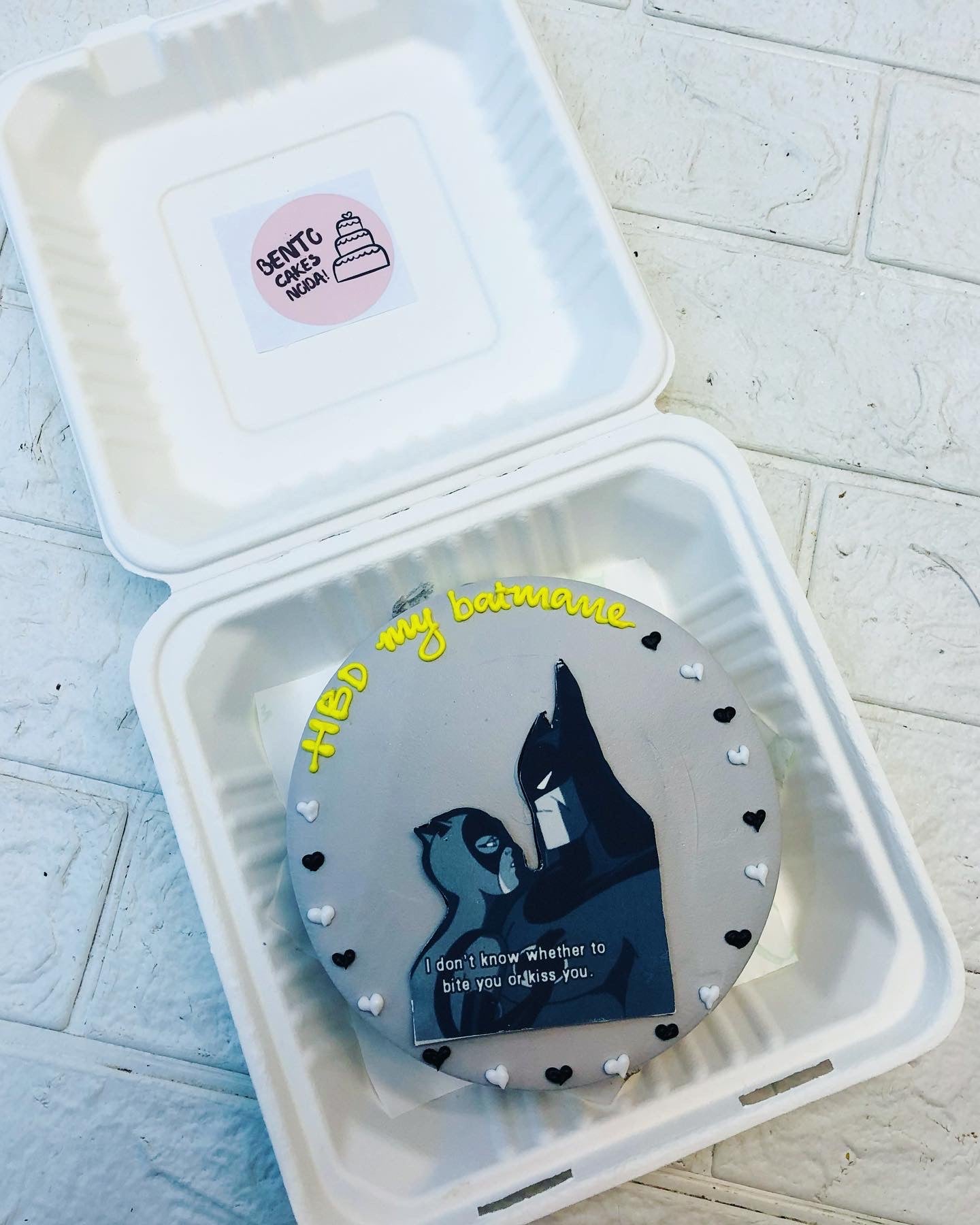 Batman Theme Grey Bento Cake