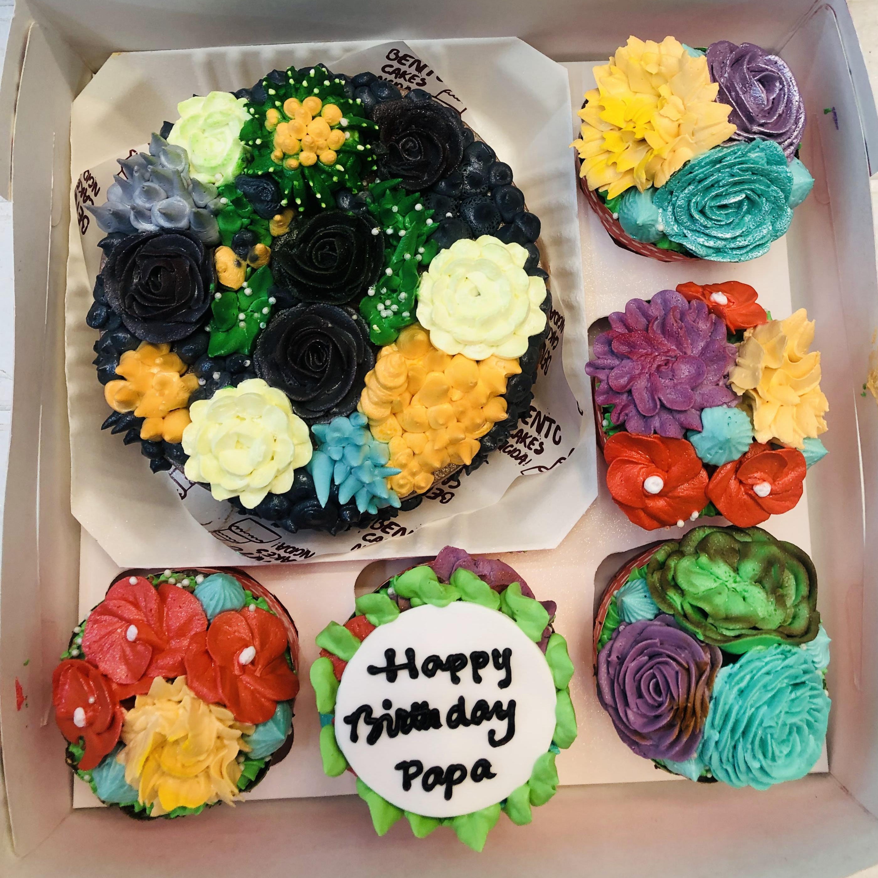 Aesthetic Florals Theme Bento Combo Cake