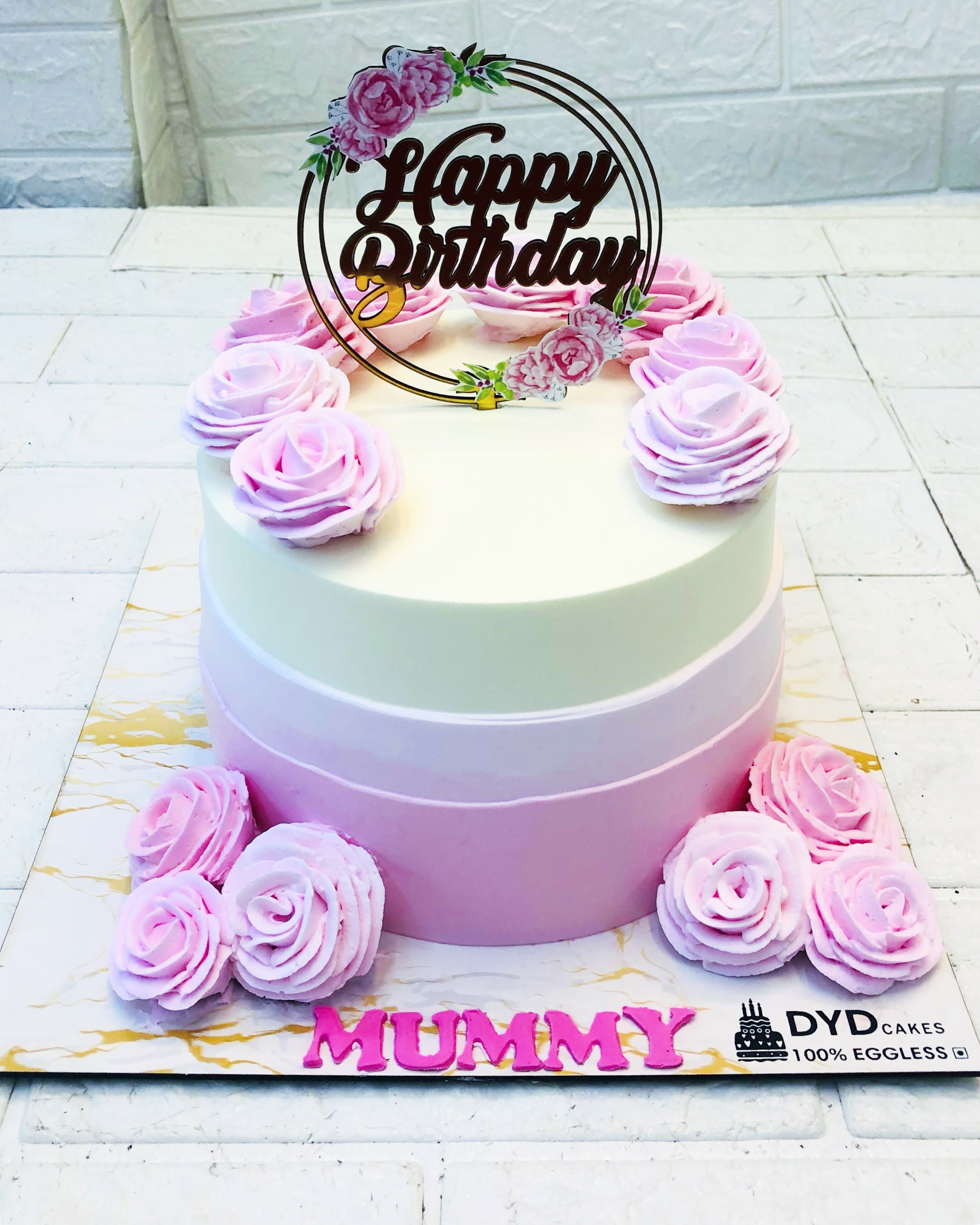 Beautiful Pink Flowers Cake For Mom