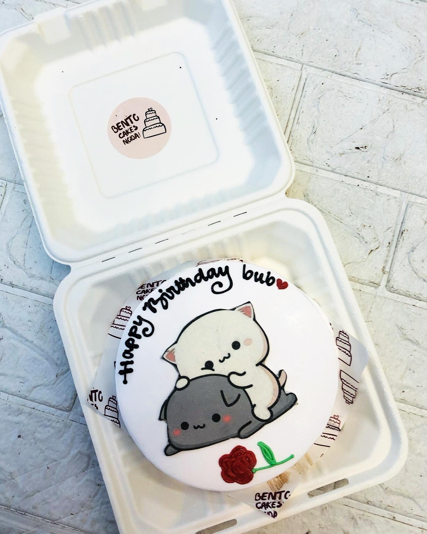 Love Theme cute White Bento Cake