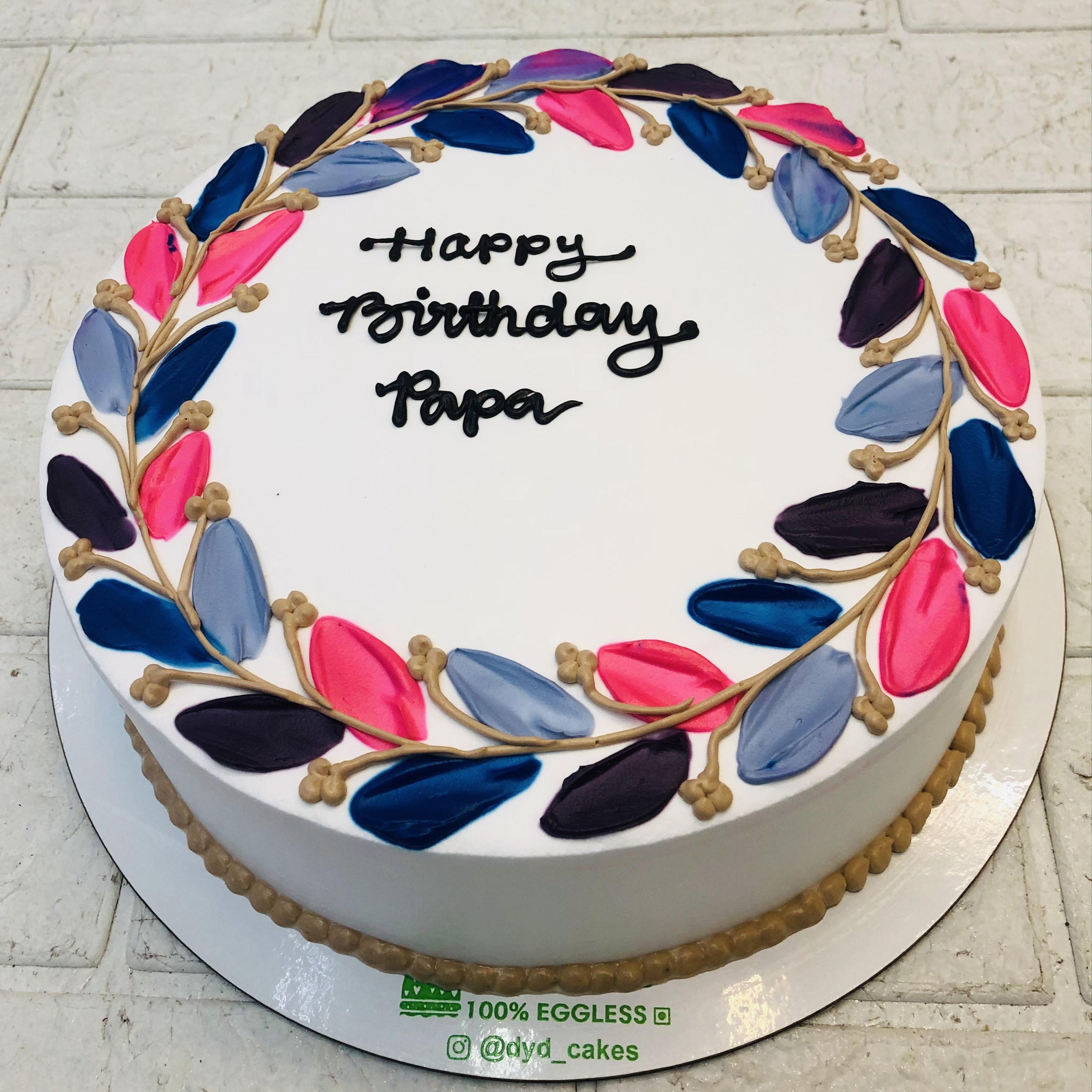 Floral Petals Design White Cake
