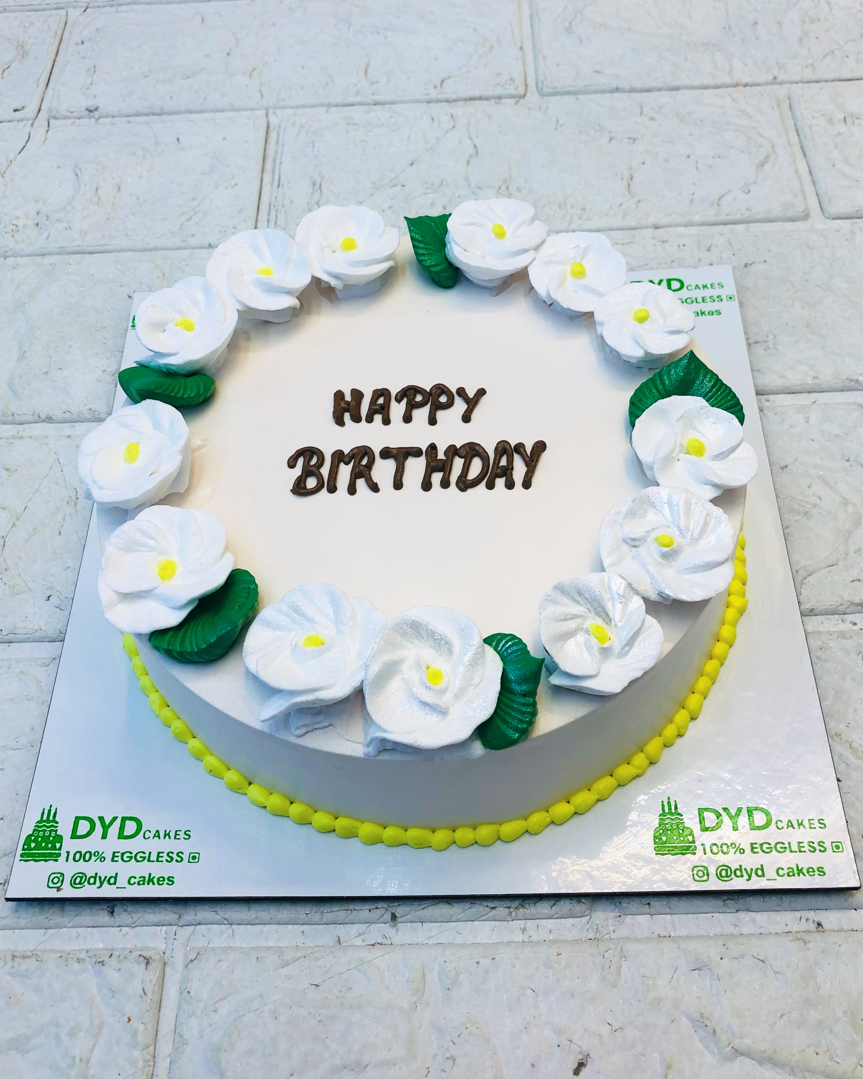 White Flowers Birthday Cake