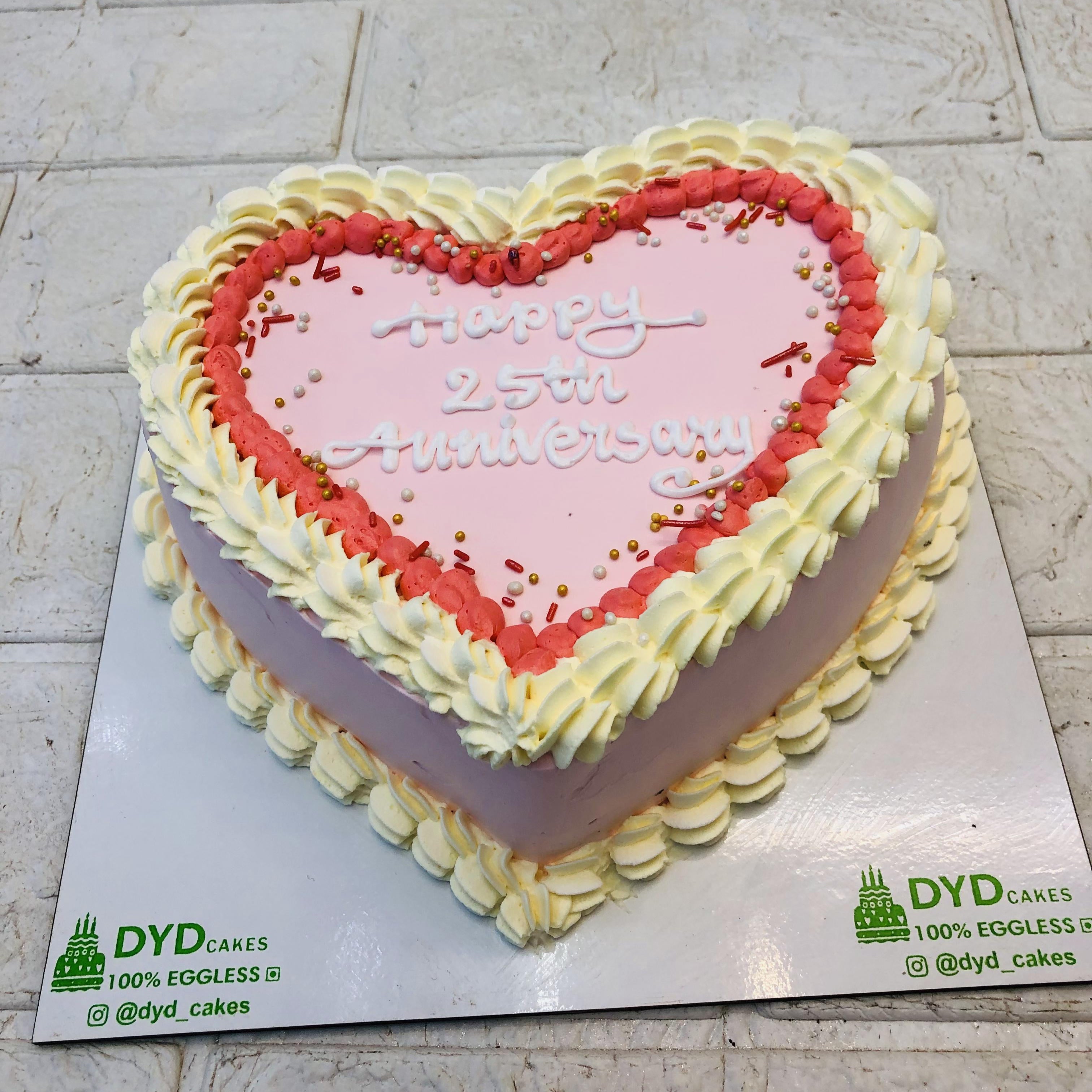 Happy Anniversary Heart Shape Cake