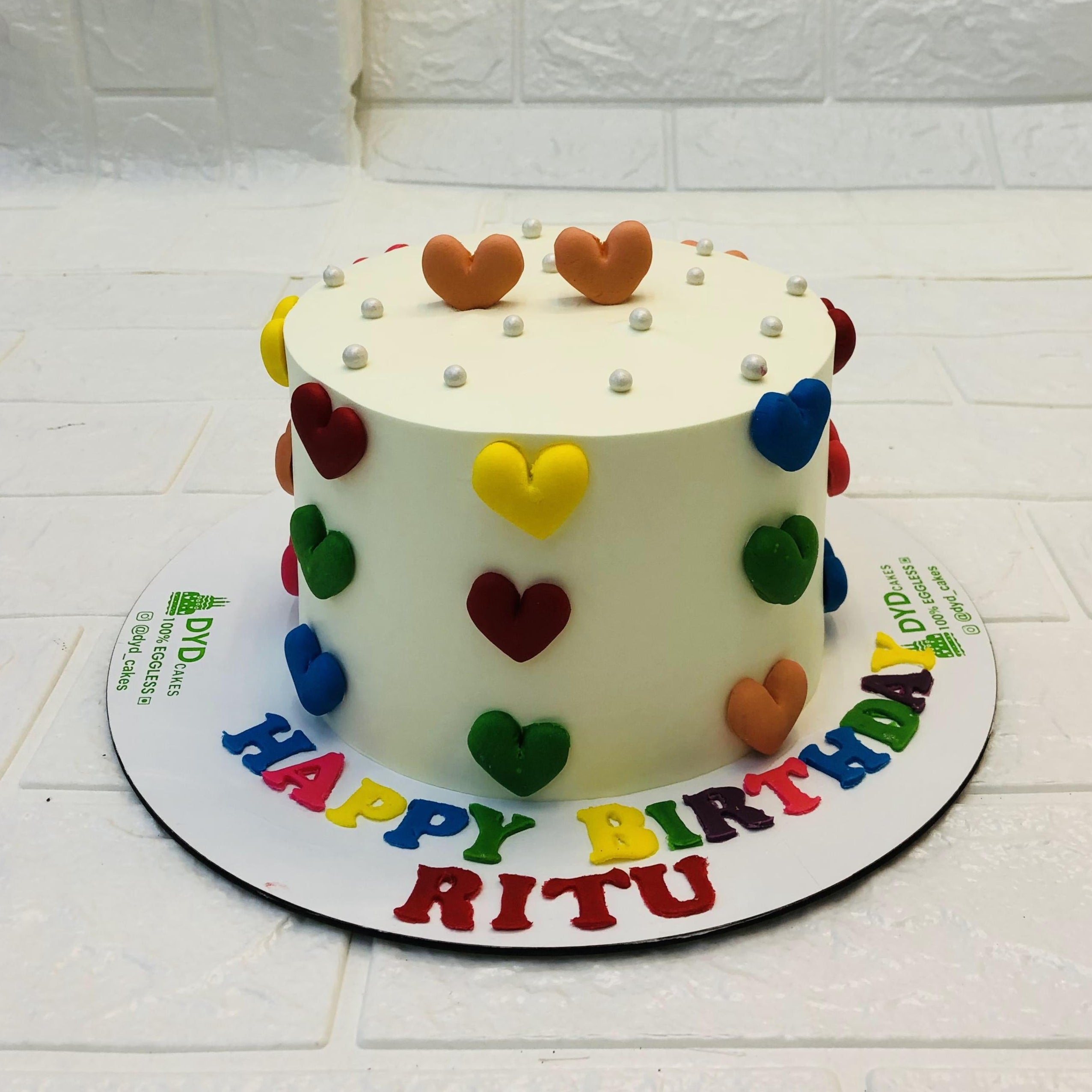 Rainbow Love Hearts Cake