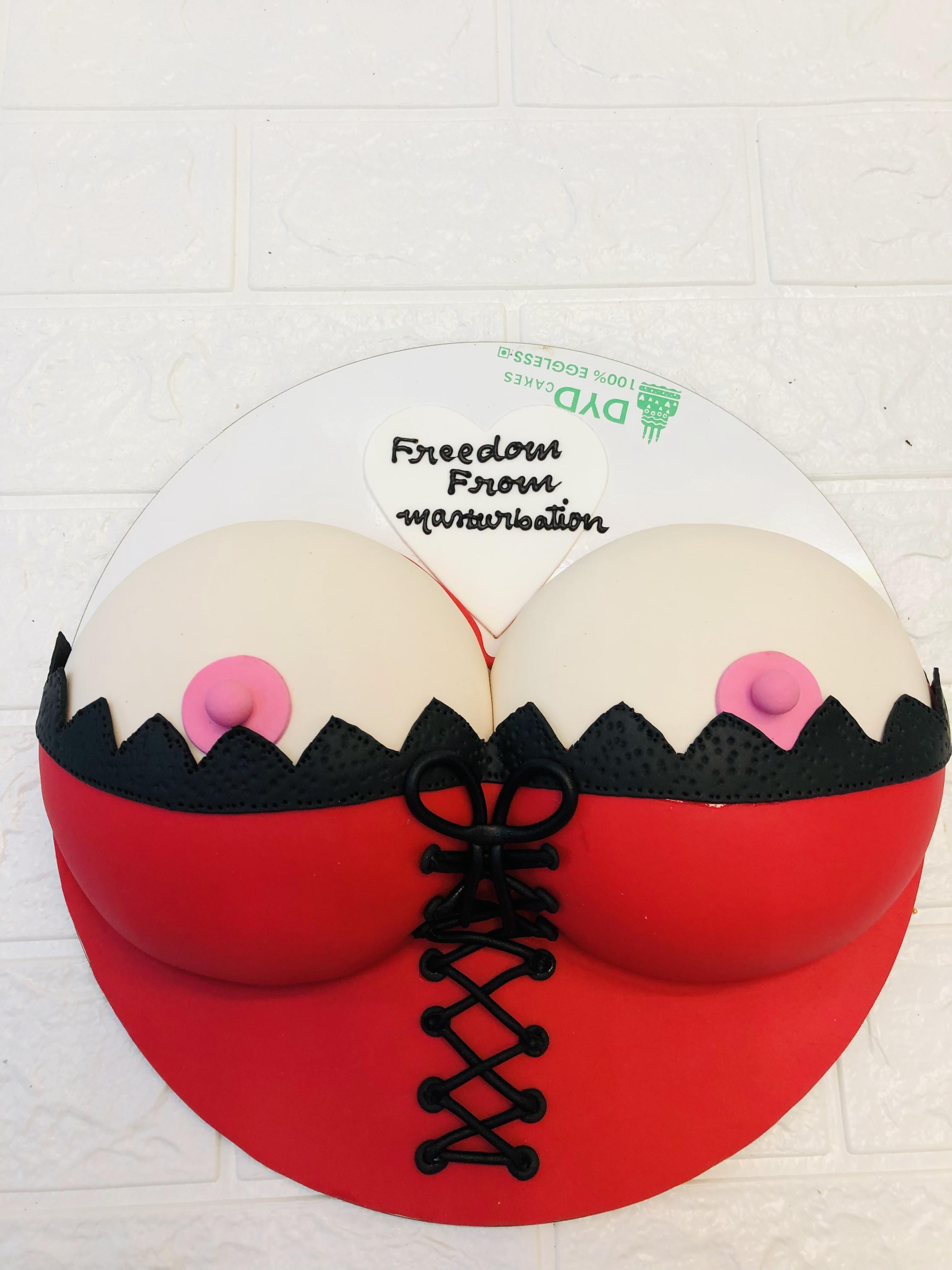 Red Bra Boobs Cake