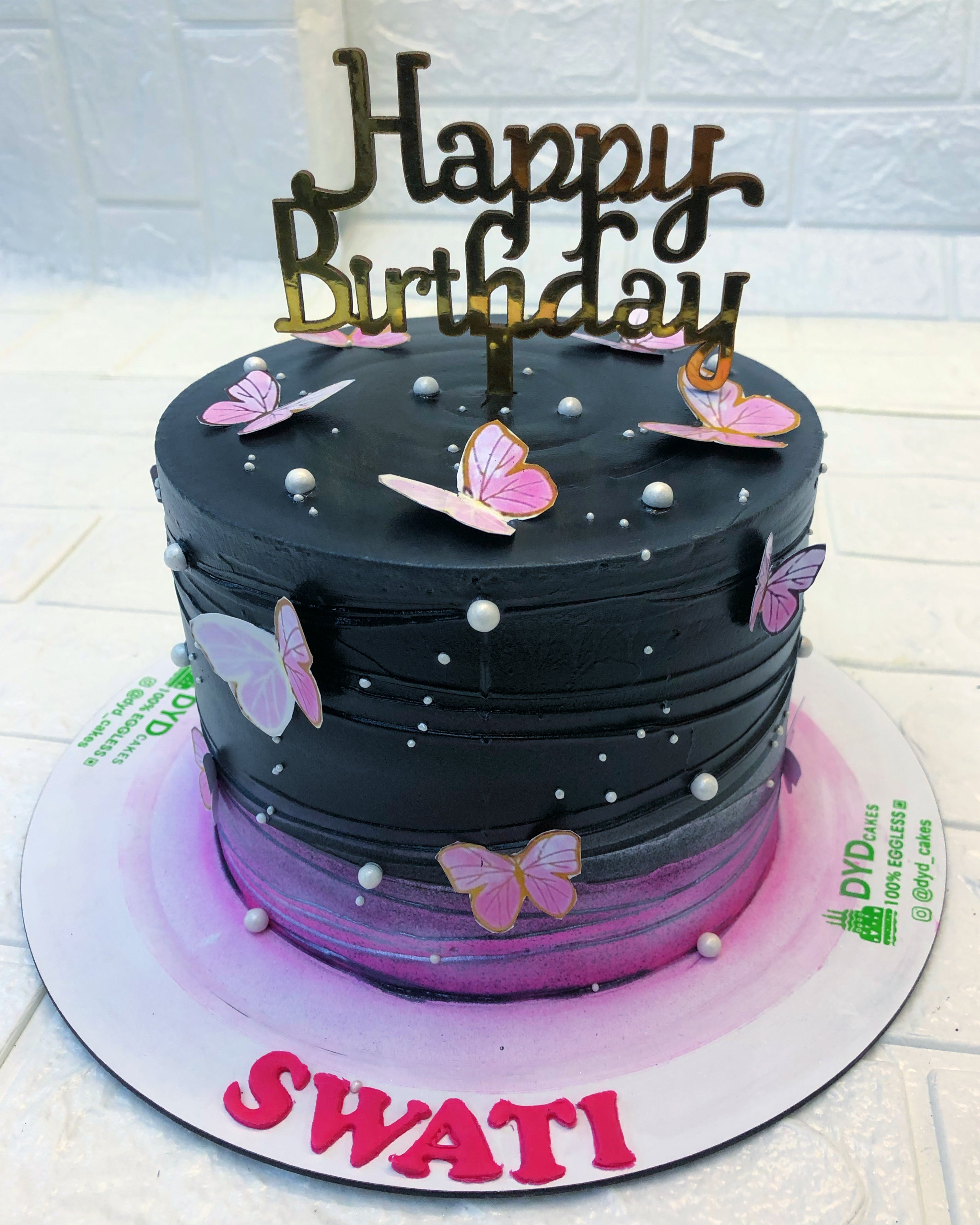 Black Aesthetic Butterfly Cake