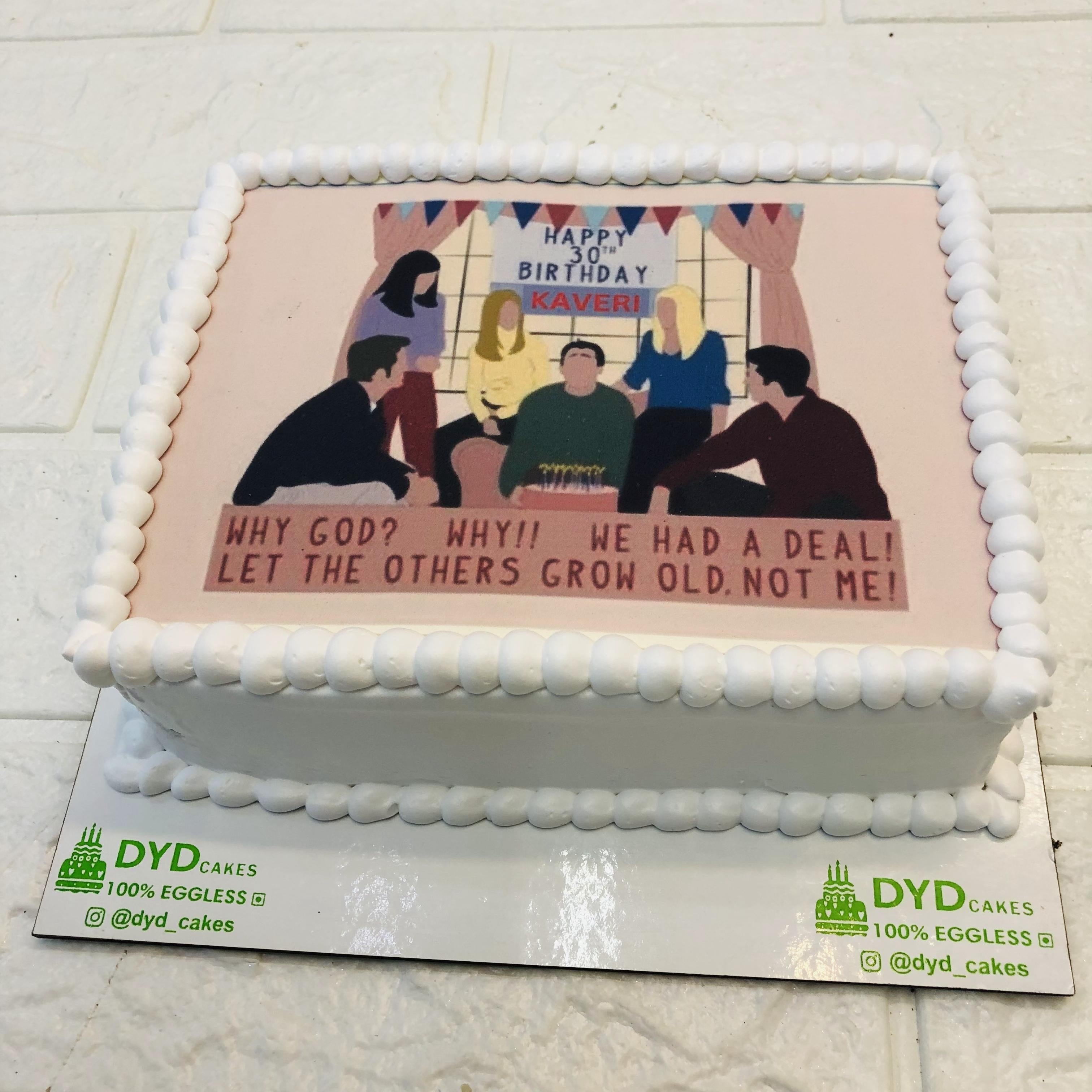 Friends Theme Birthday White Cake