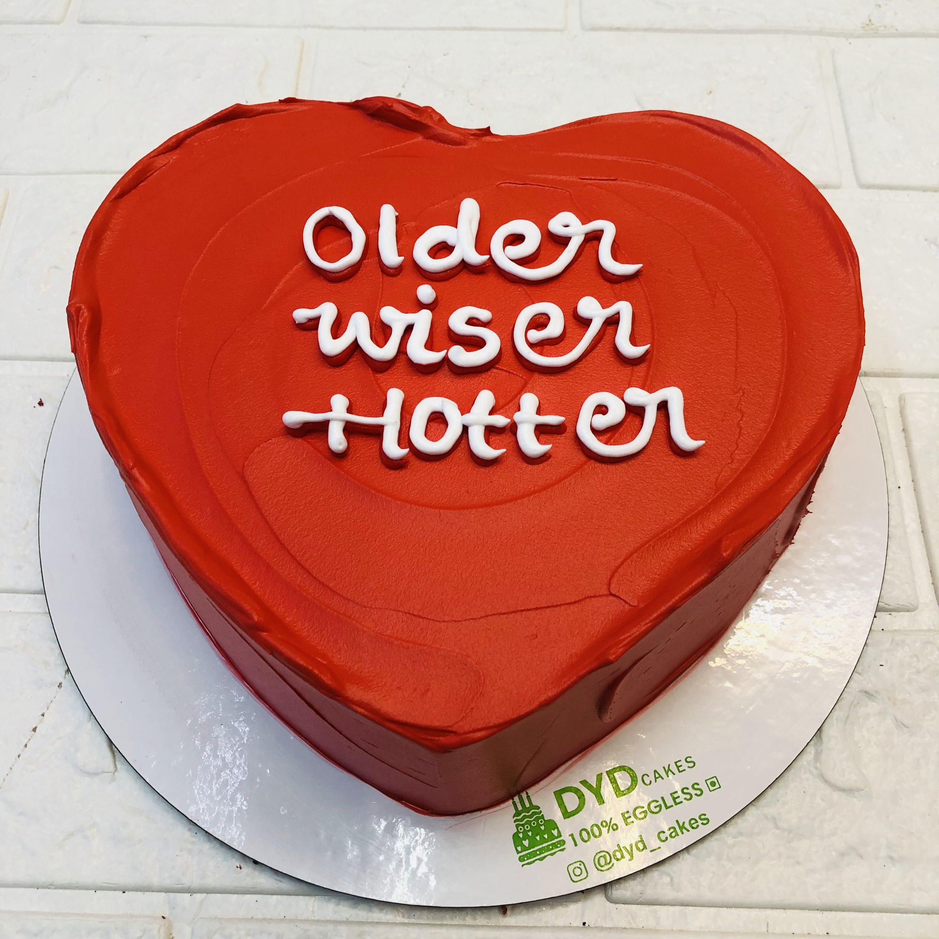 Older Wiser Hotter Heart Cake