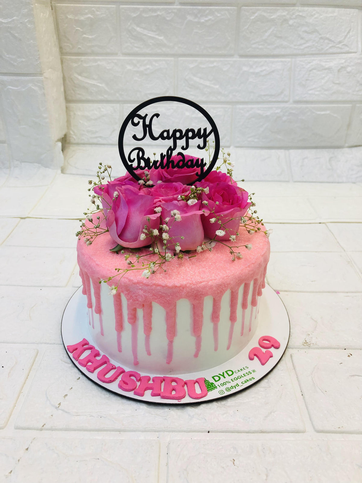 Light Pink Cake with Roses