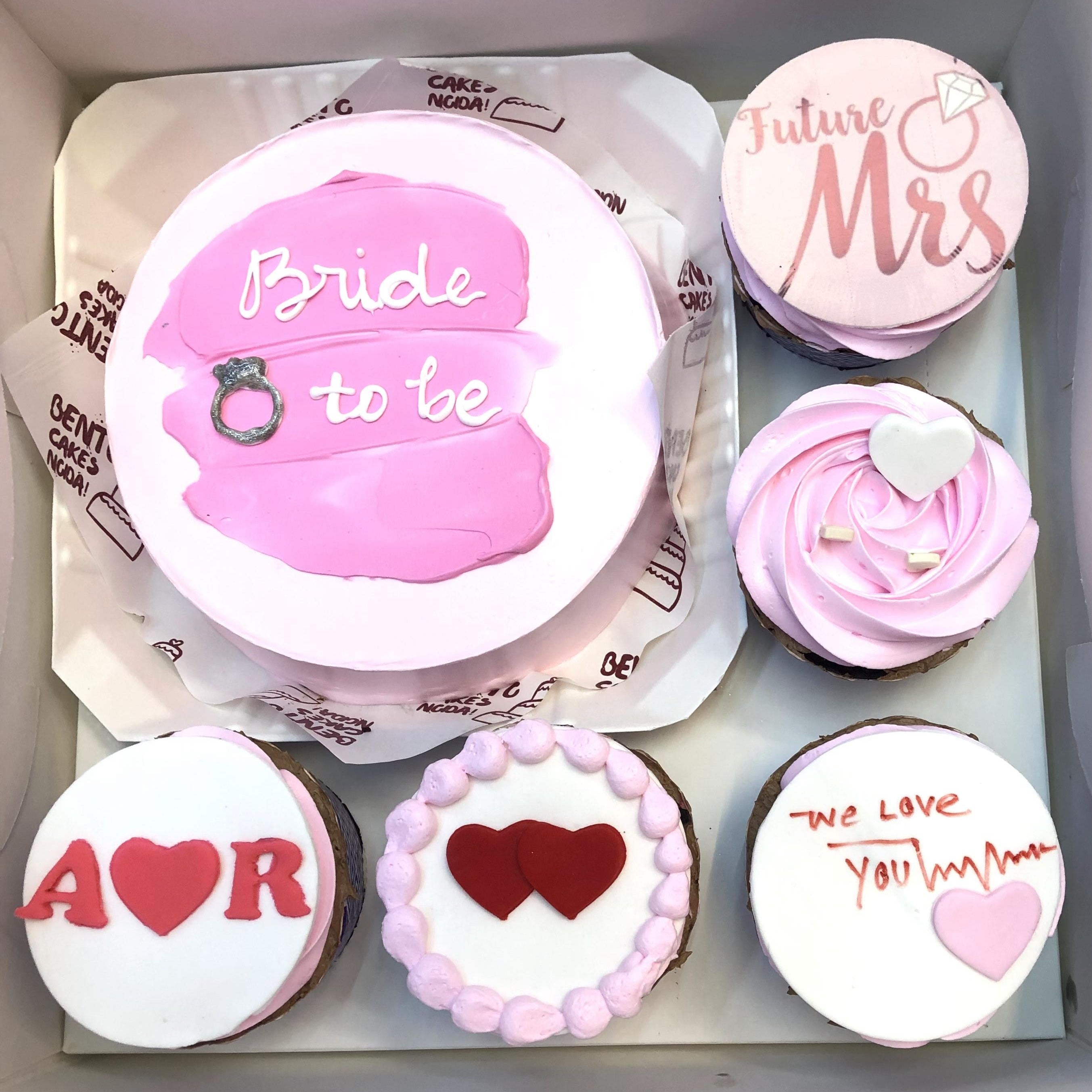 Bride To Be Pink Colour Bento Combo Cake