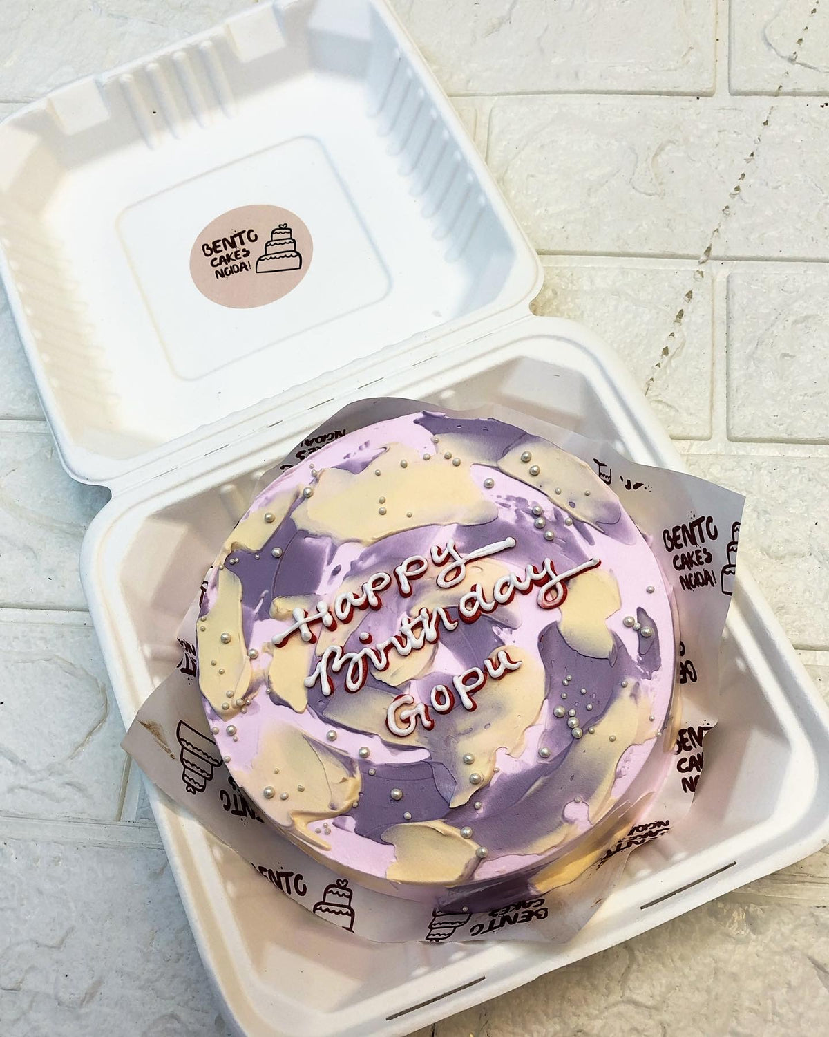 Aesthetic Purple pink texture Bento Cake