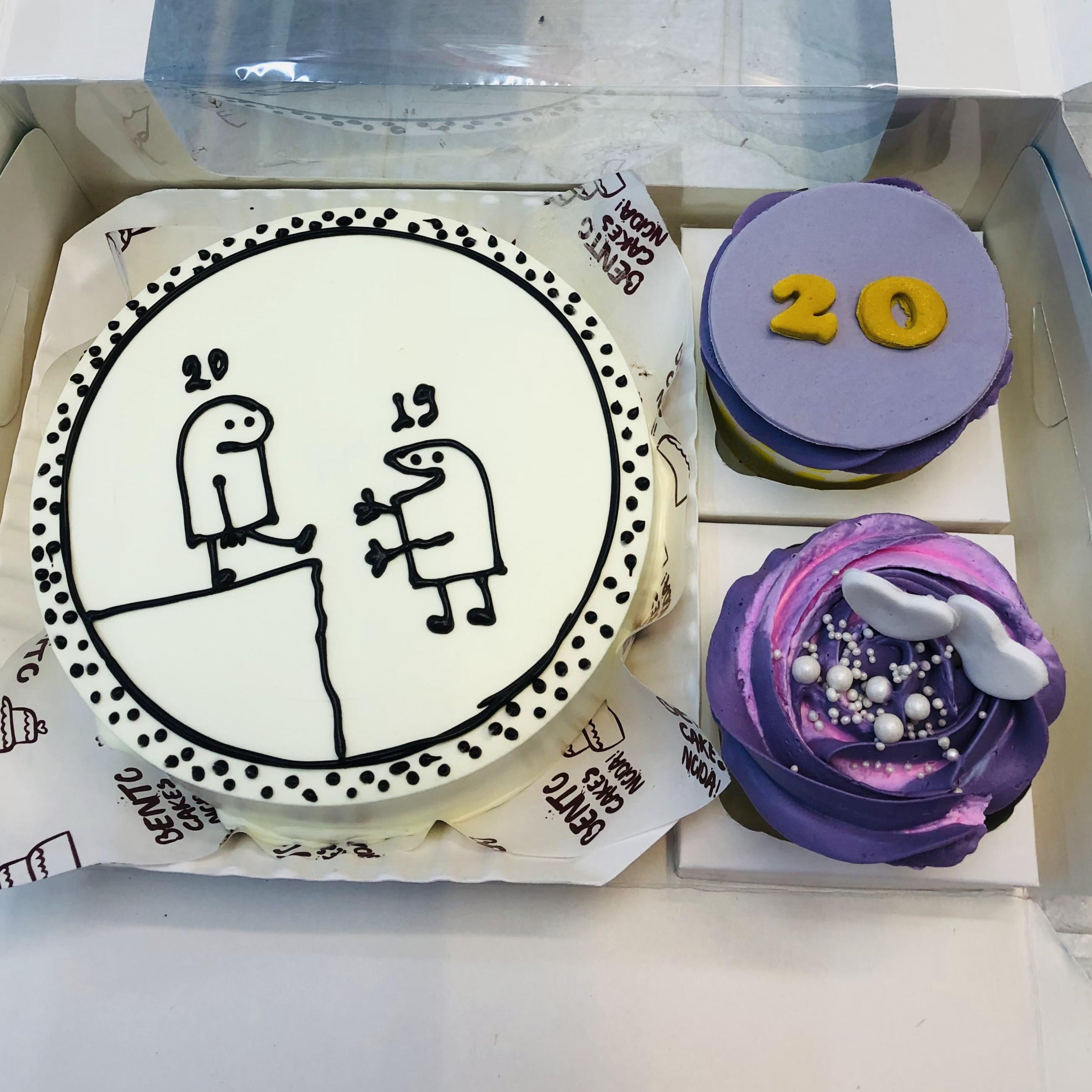 White Birthday Mini Bento Combo Cake