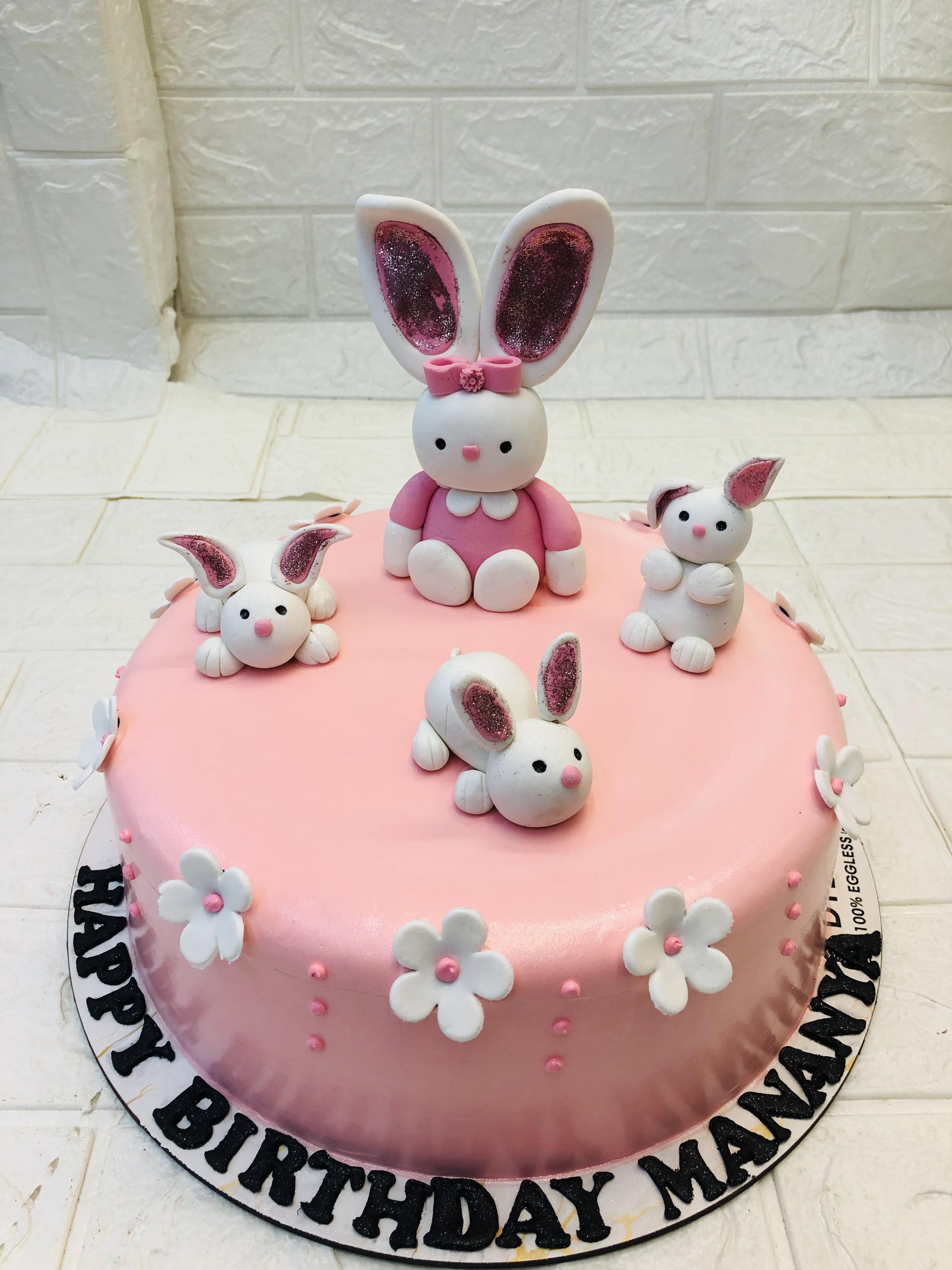 Pink Bunny Birthday Cake