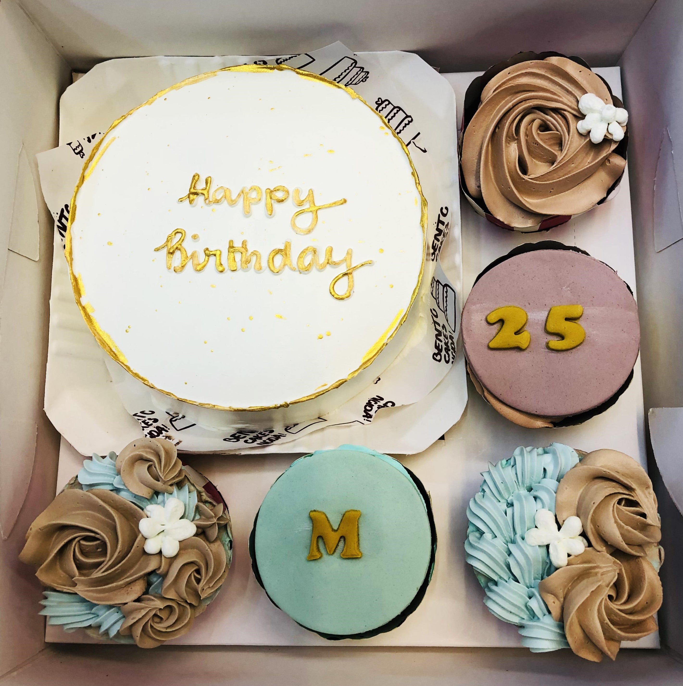 Brown Birthday Bento Combo Cake