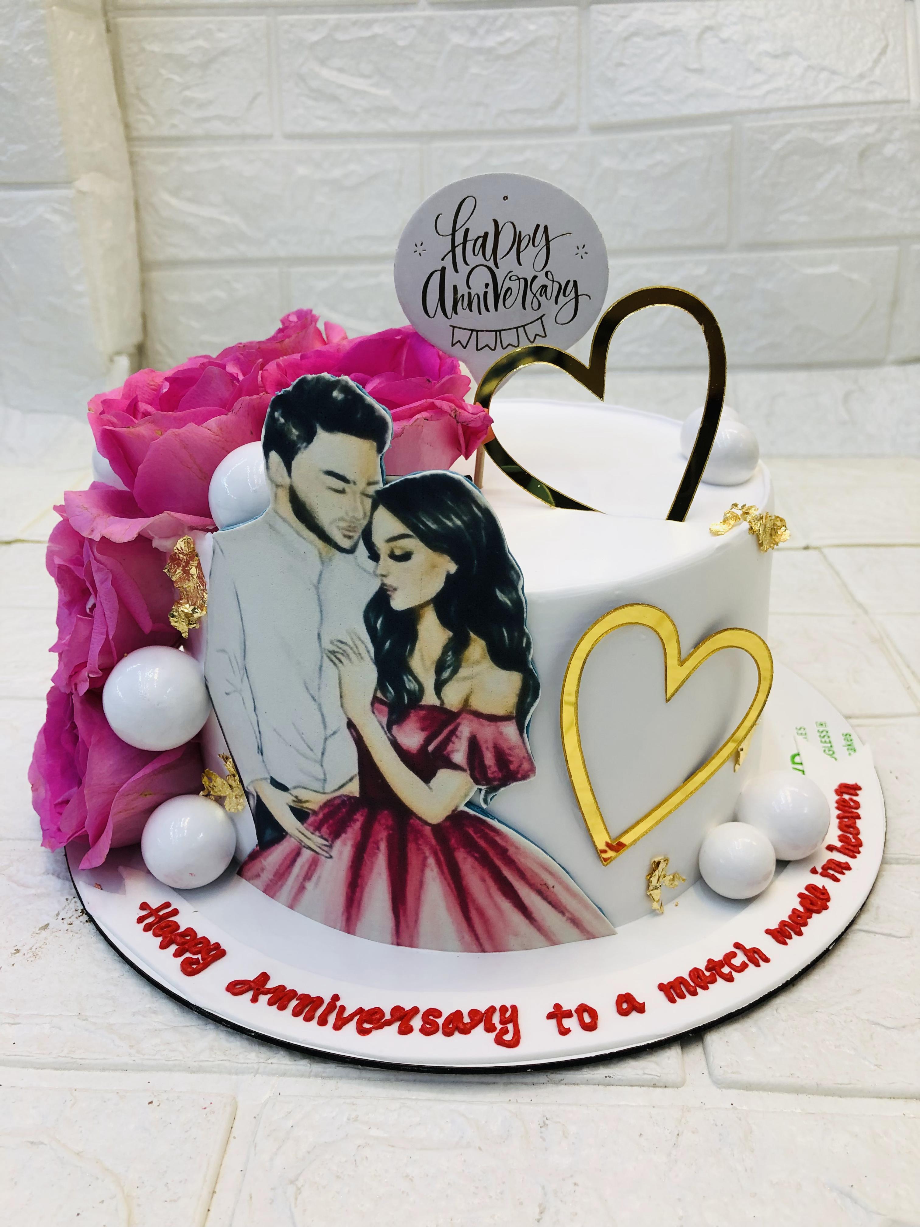 Couple Anniversary Floral Cake