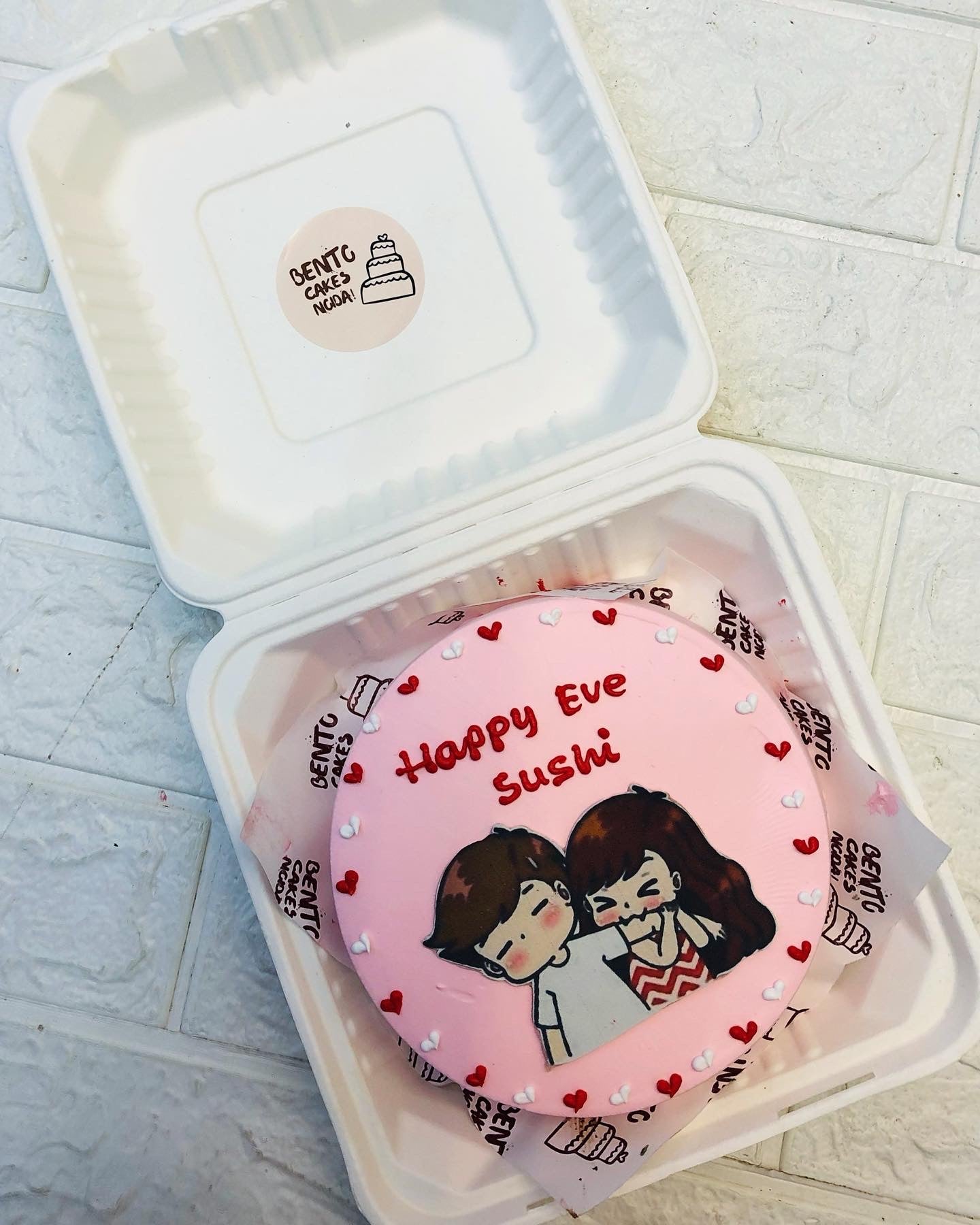 Happy Eve Theme Couple Bento Cake