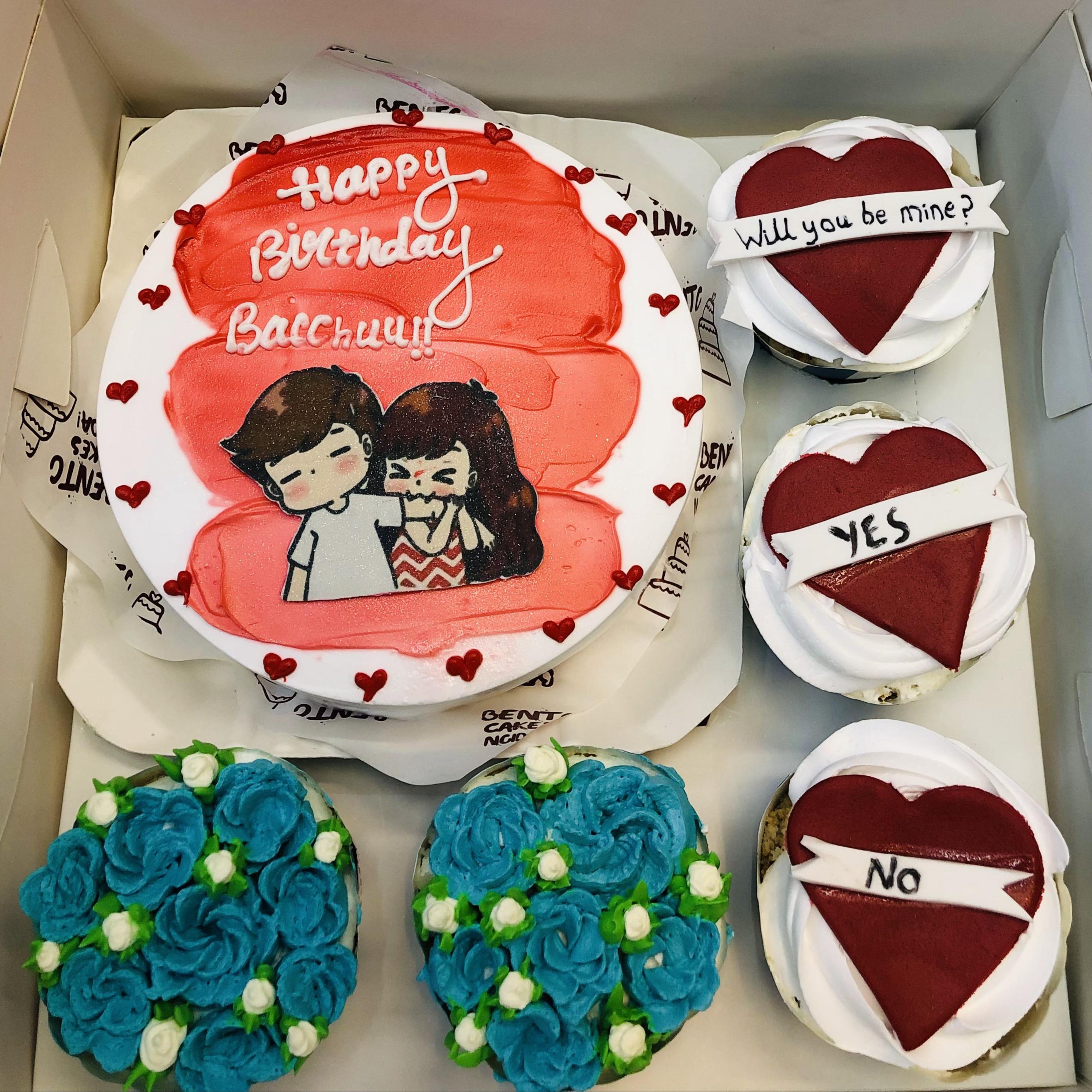 Couple Heart Bento Combo Cake