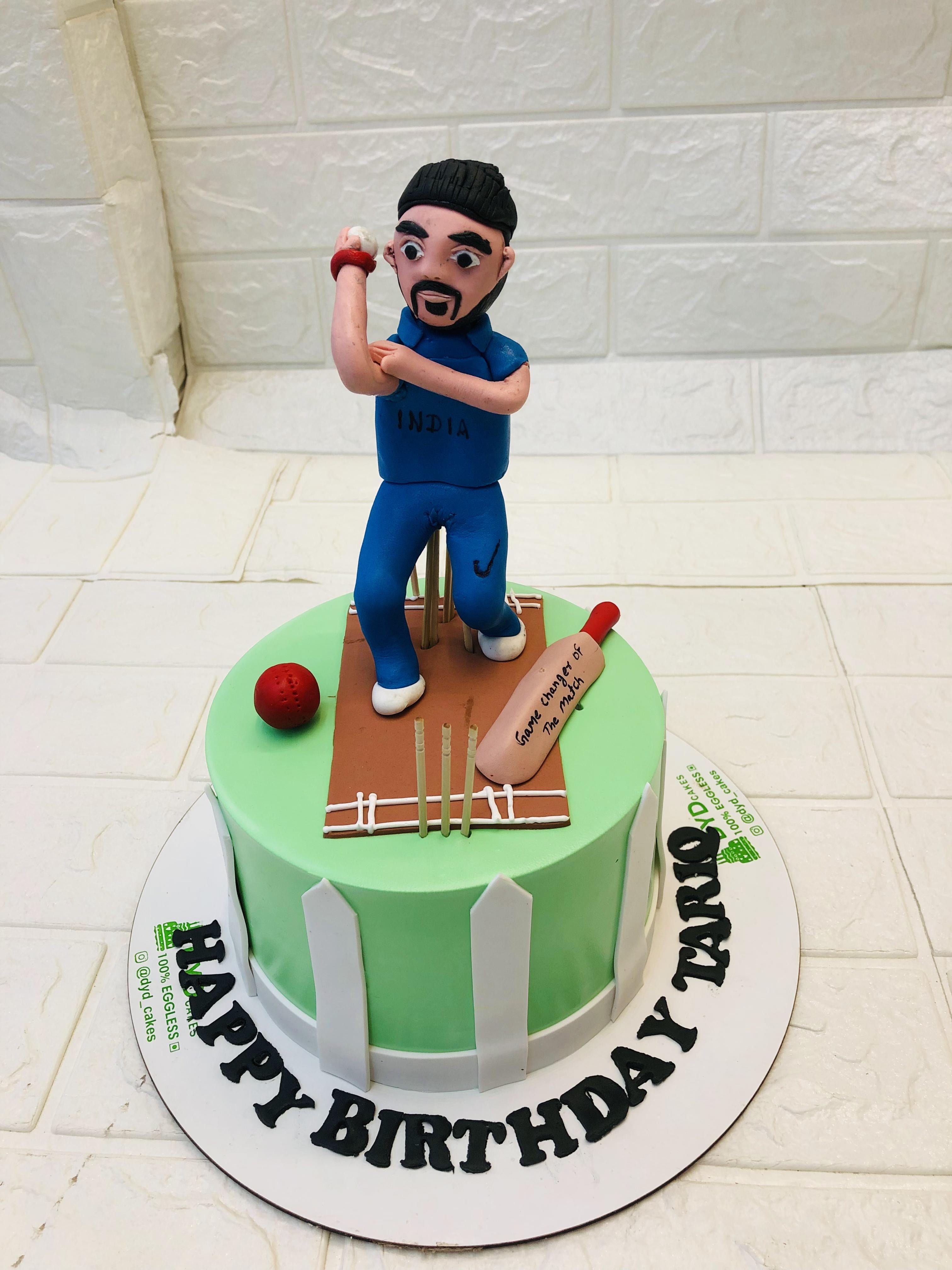 Cricket Player Theme Cake