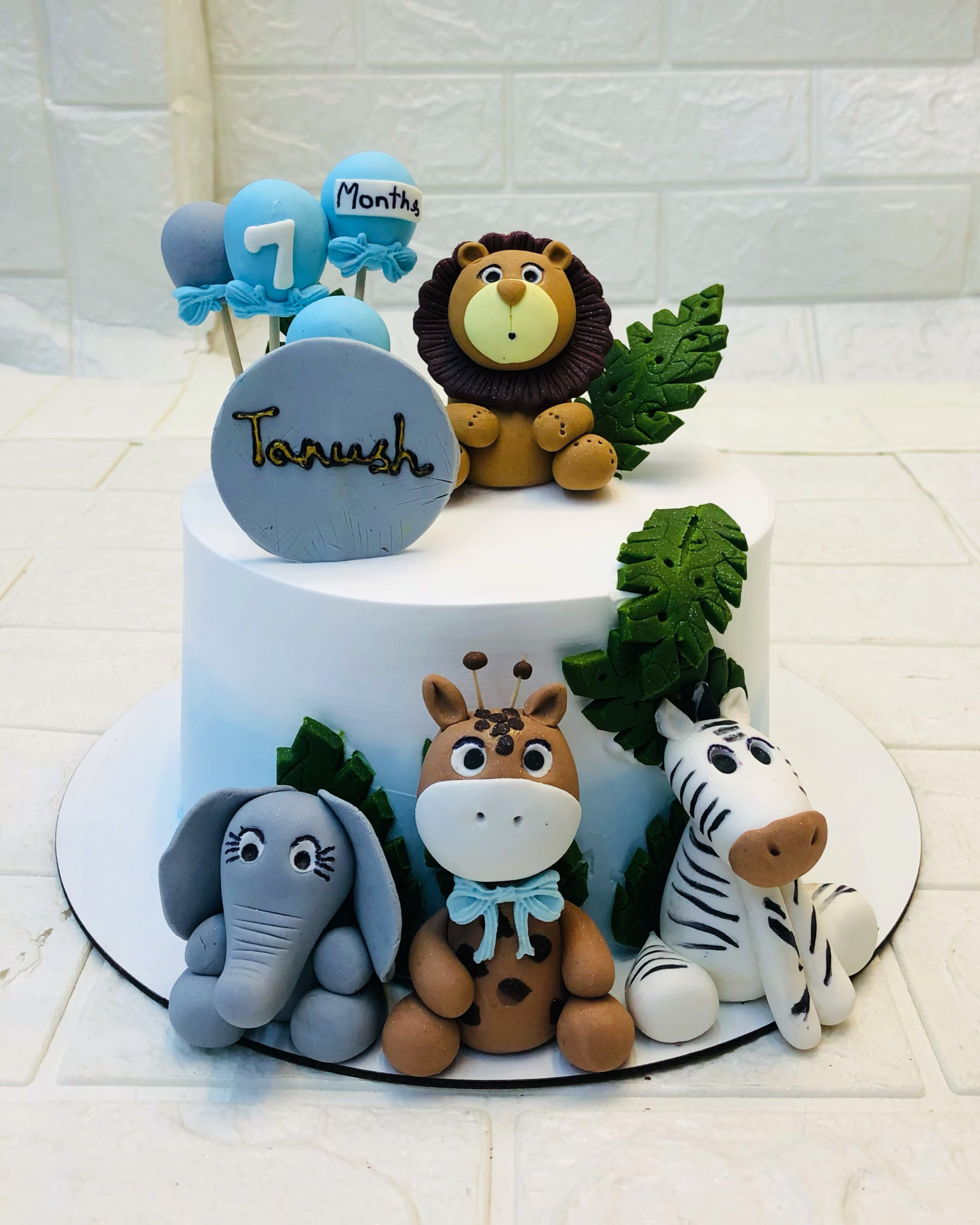 Blue And White Jungle Cake
