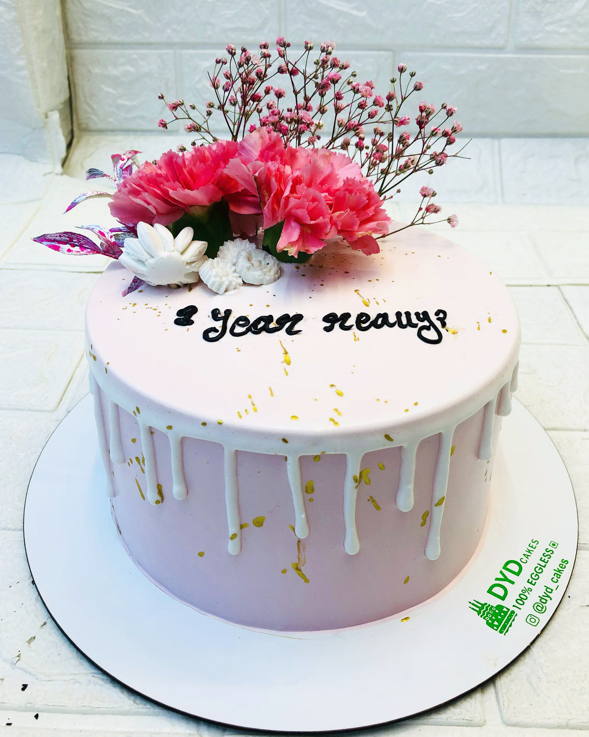 Pink White Beautiful Flowers Cake