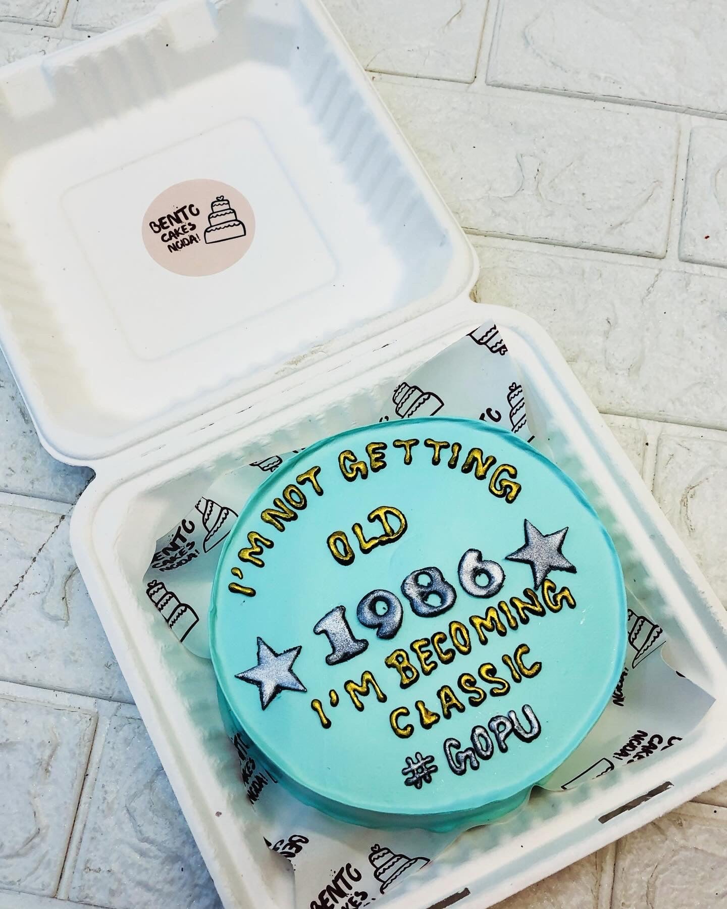 Message Theme Aesthetic Blue Bento Cake