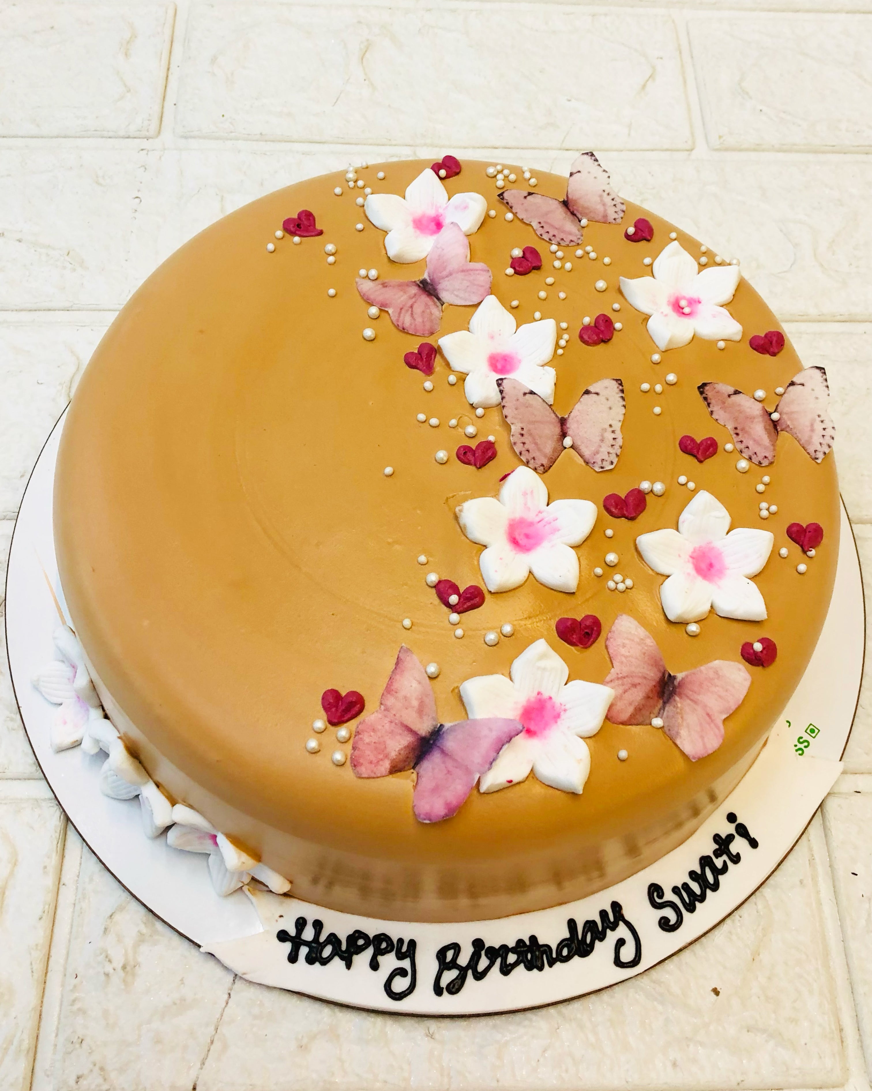 Flowers With Butterflies Cake
