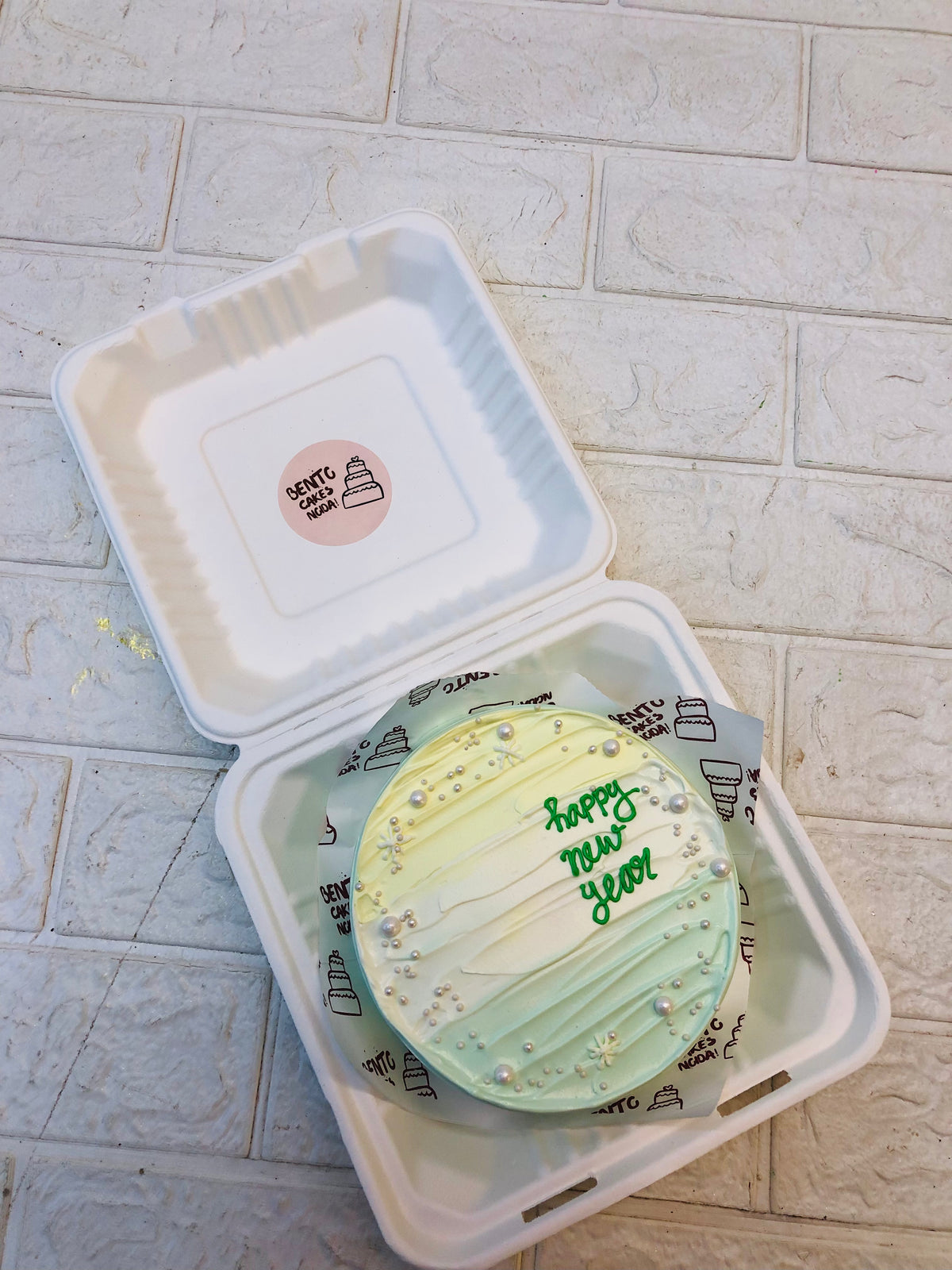 Aesthetic White New Year Bento Cake