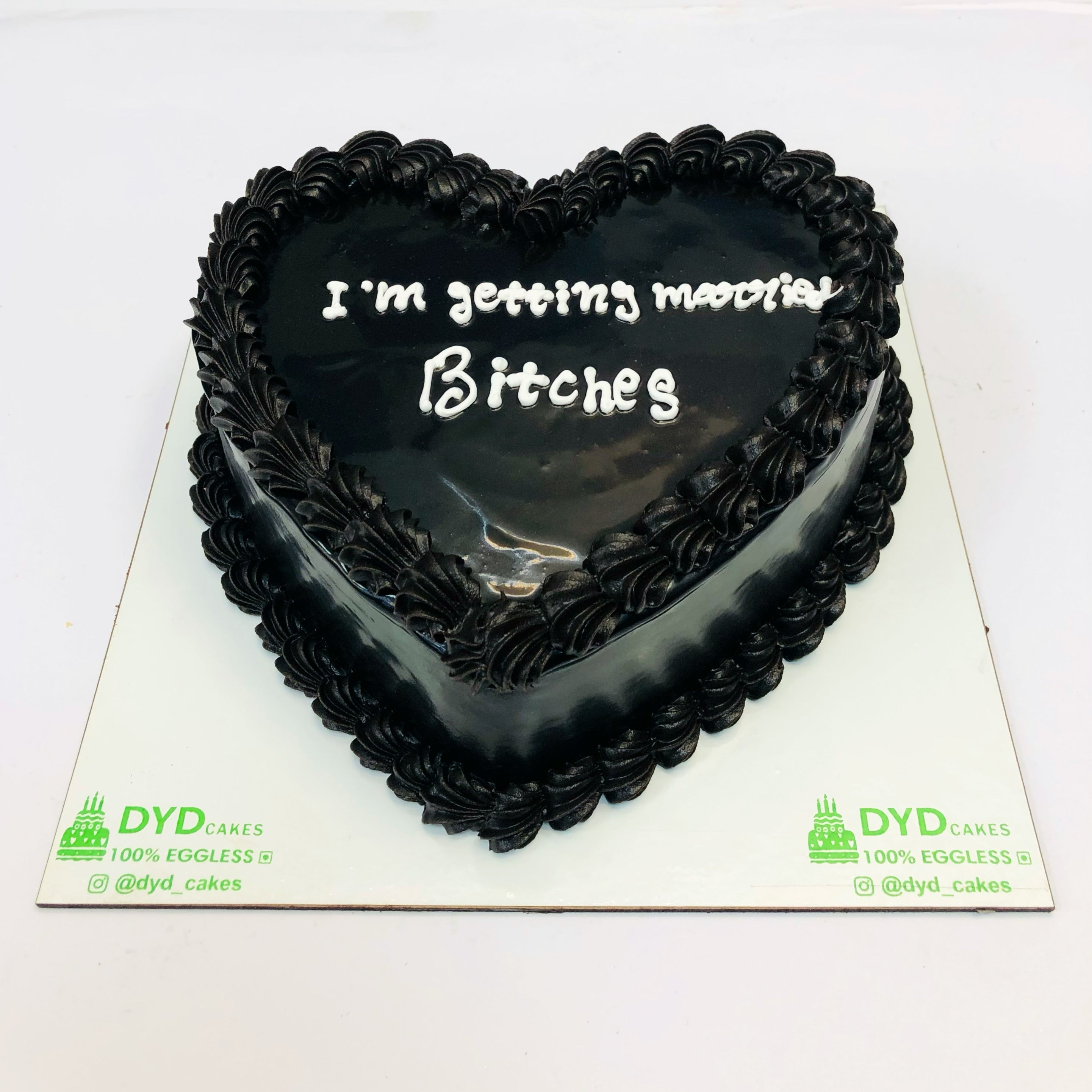 Getting Married Black Heart Cake