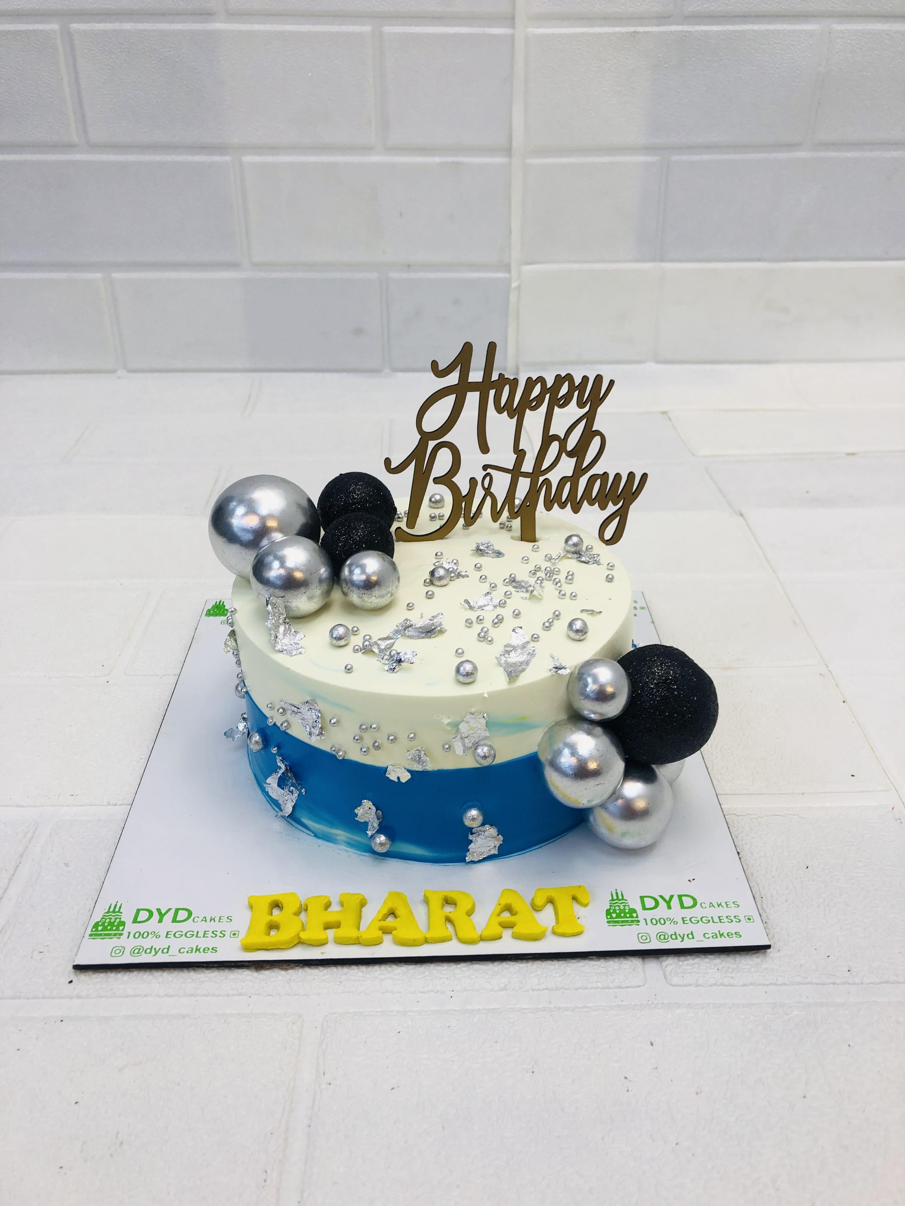 Silver Acrylic Blue Cake