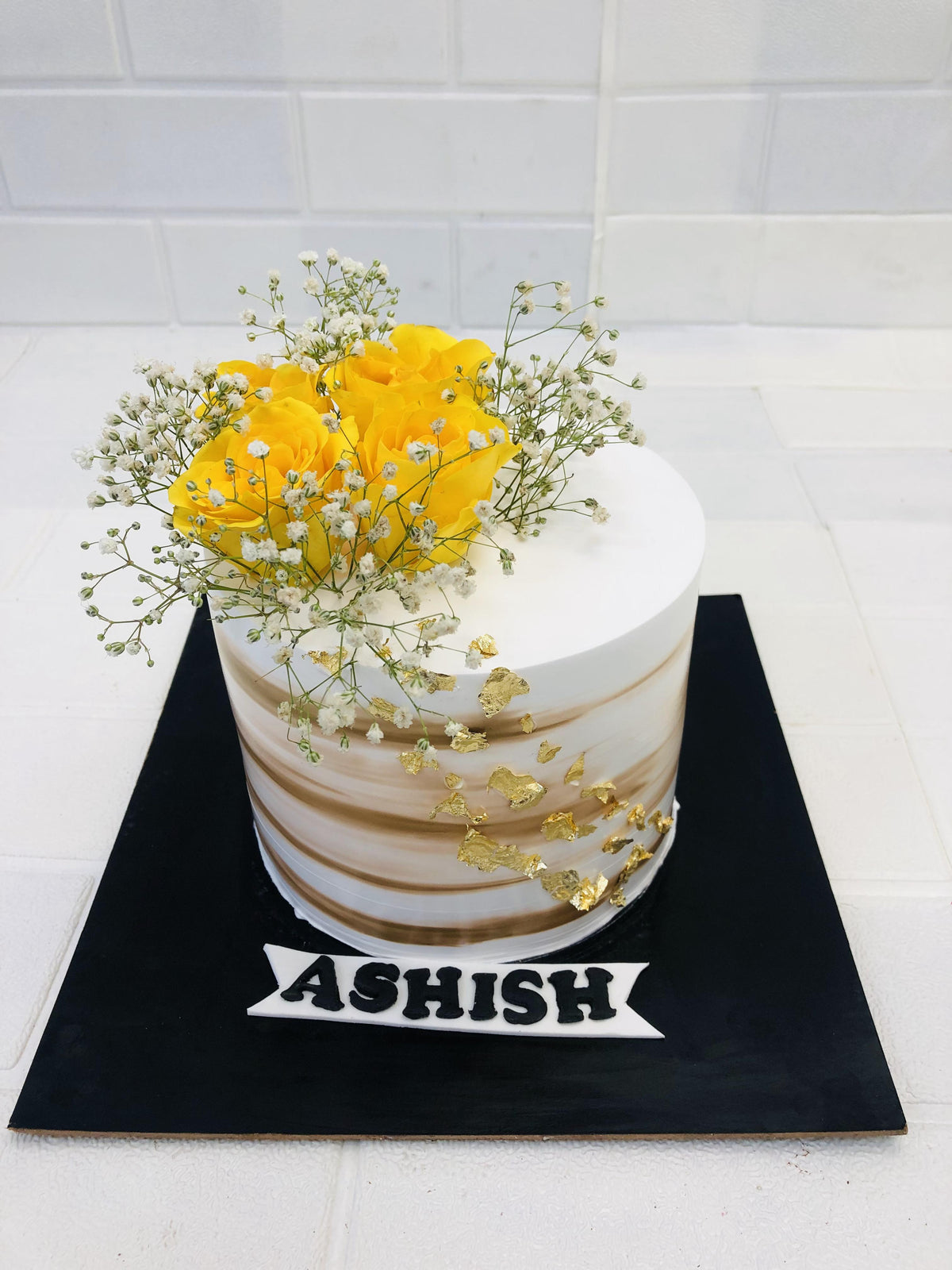 Yellow Flowers On Aesthetic Theme Cake
