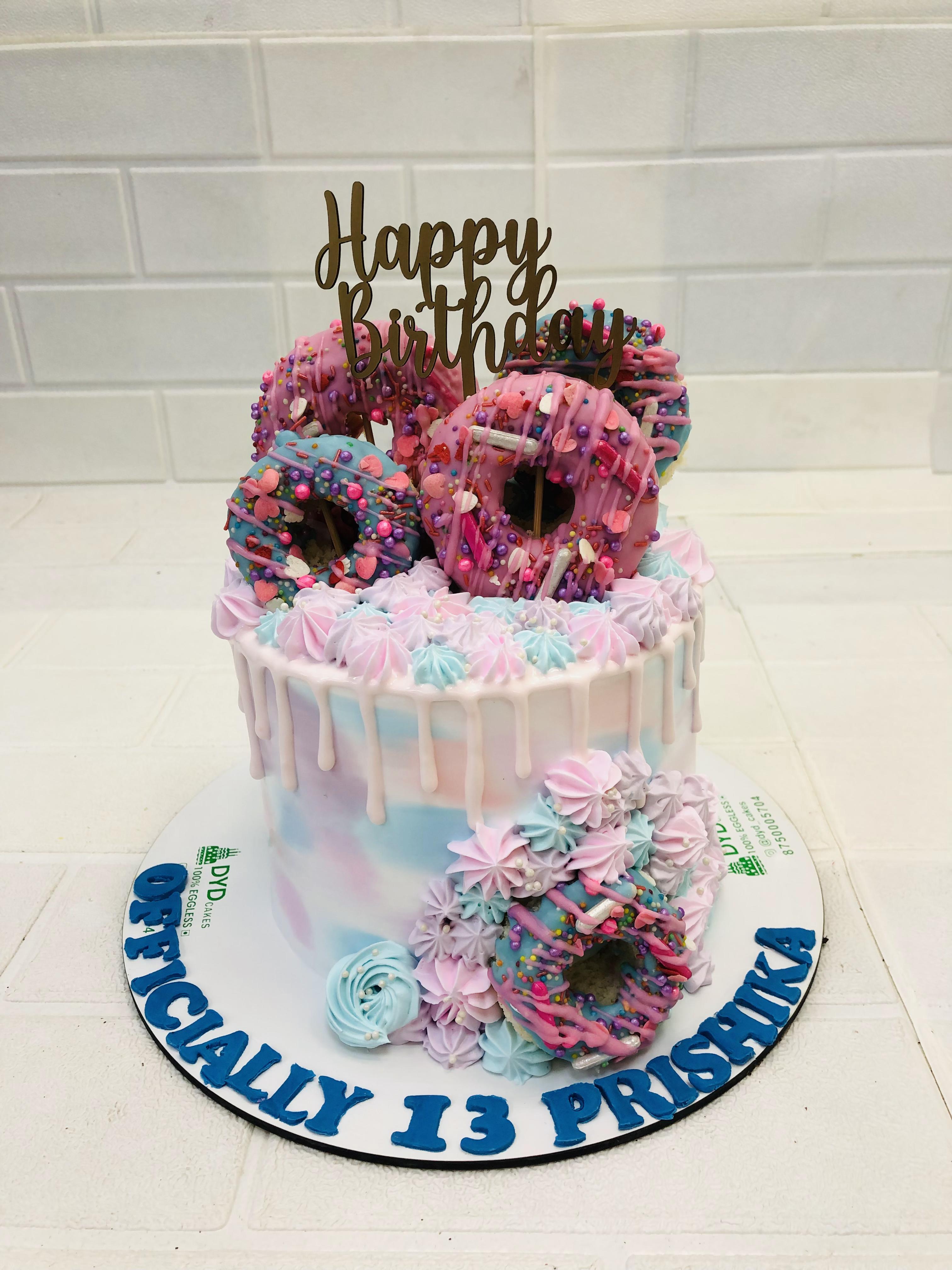 Sweet Pink Drip Donut Cake