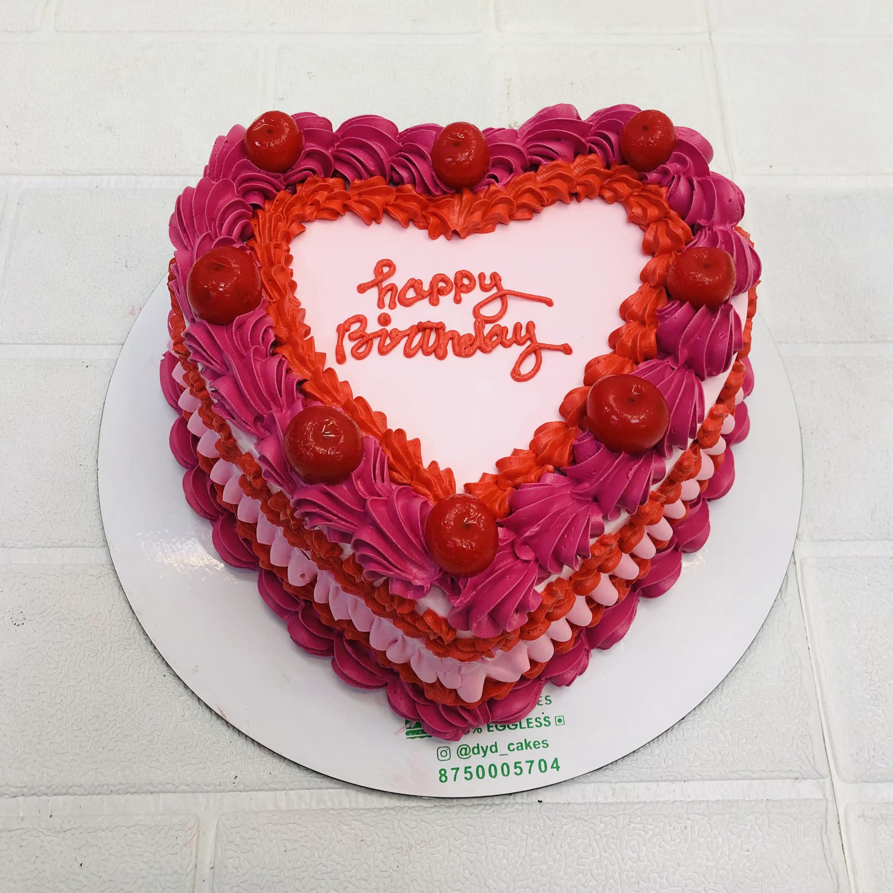 Cherry Vintage Heart Cake