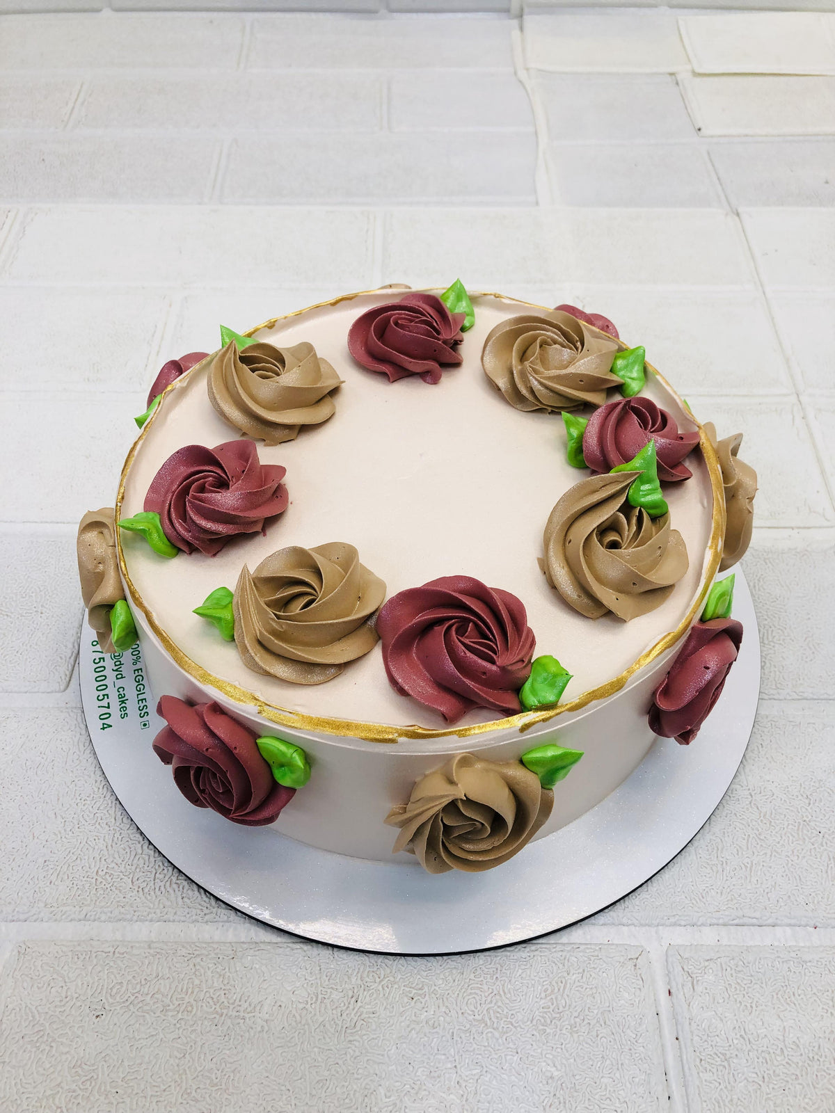 Magenta- Brown Flowers Beautiful Cake