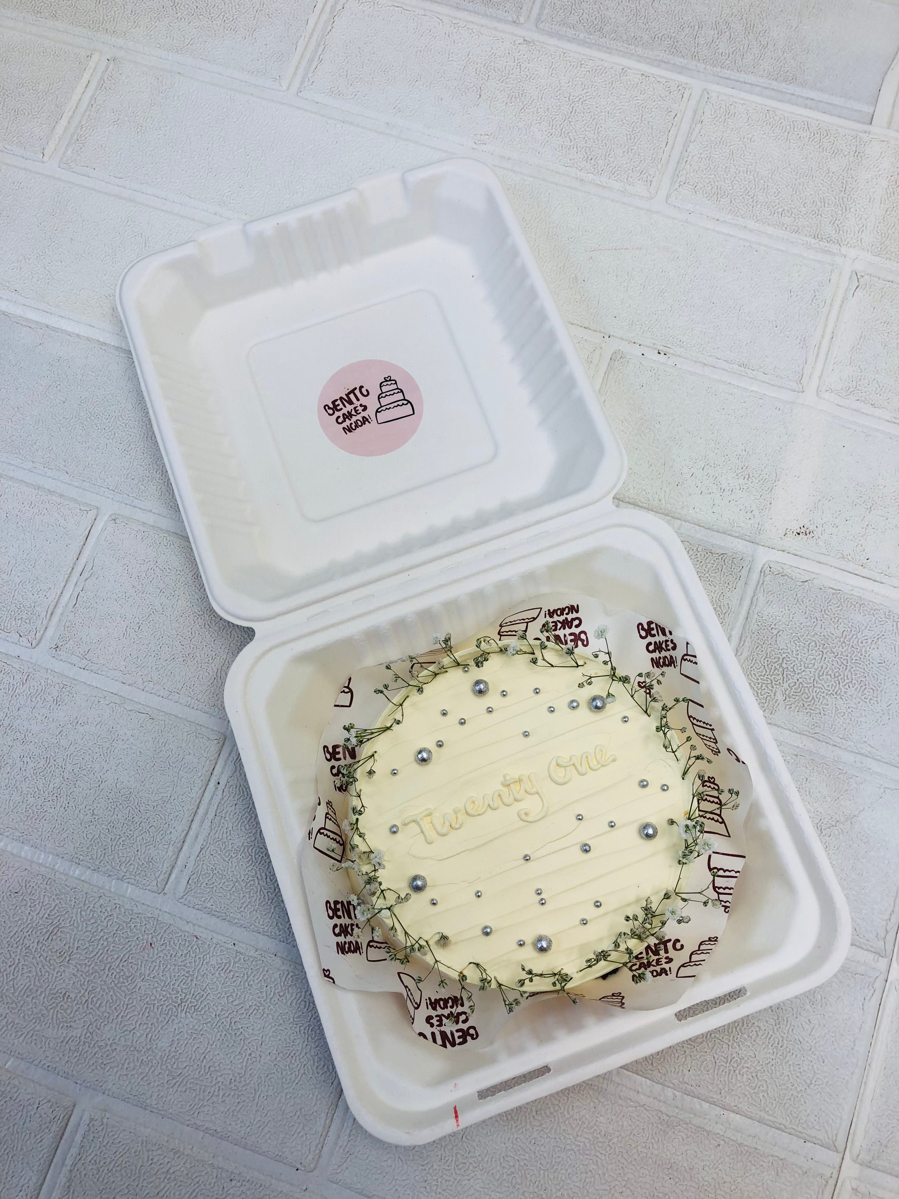 Off White Floral Bento Cake