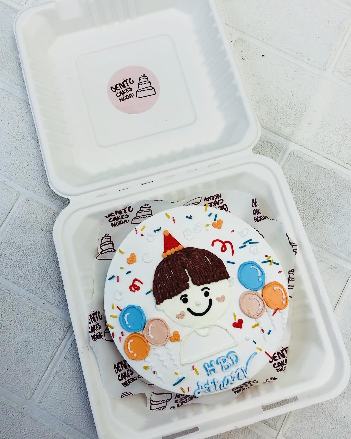 Cartoon B'day Theme Bento Cake