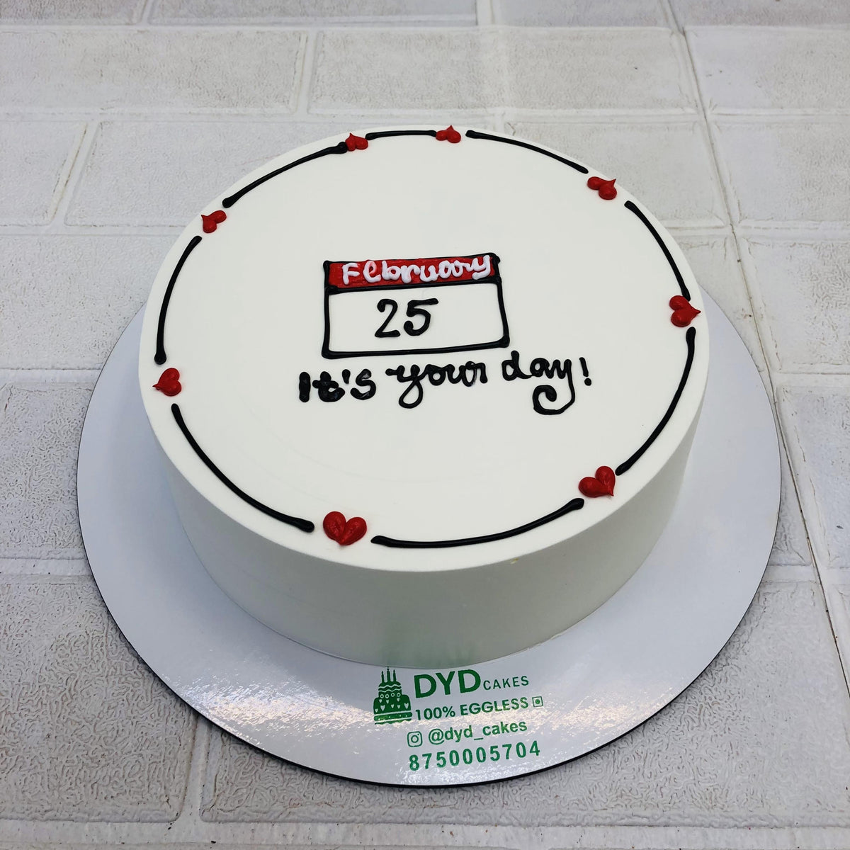 Calendar Theme White Birthday Cake