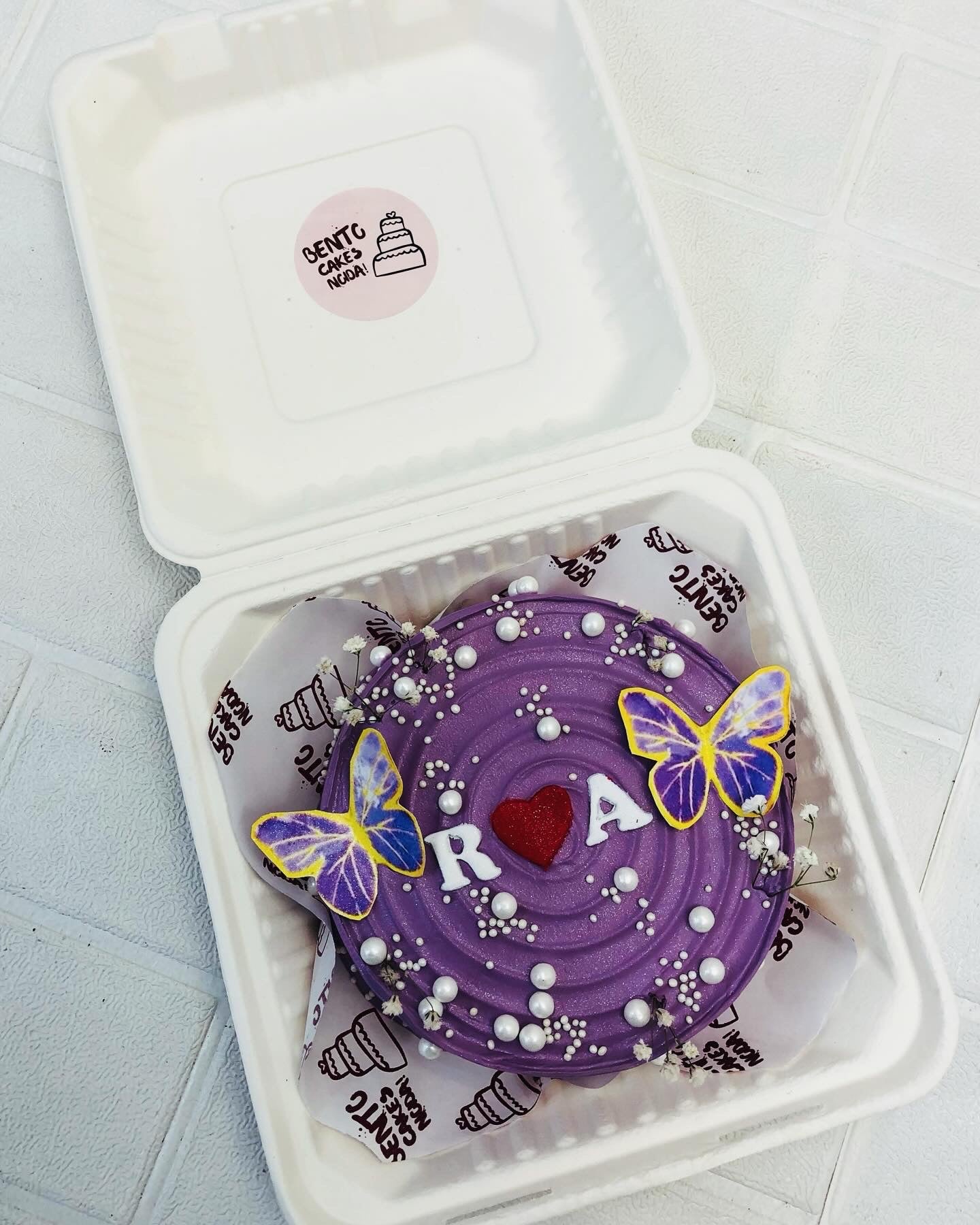 Purple Love Theme Bento Cake