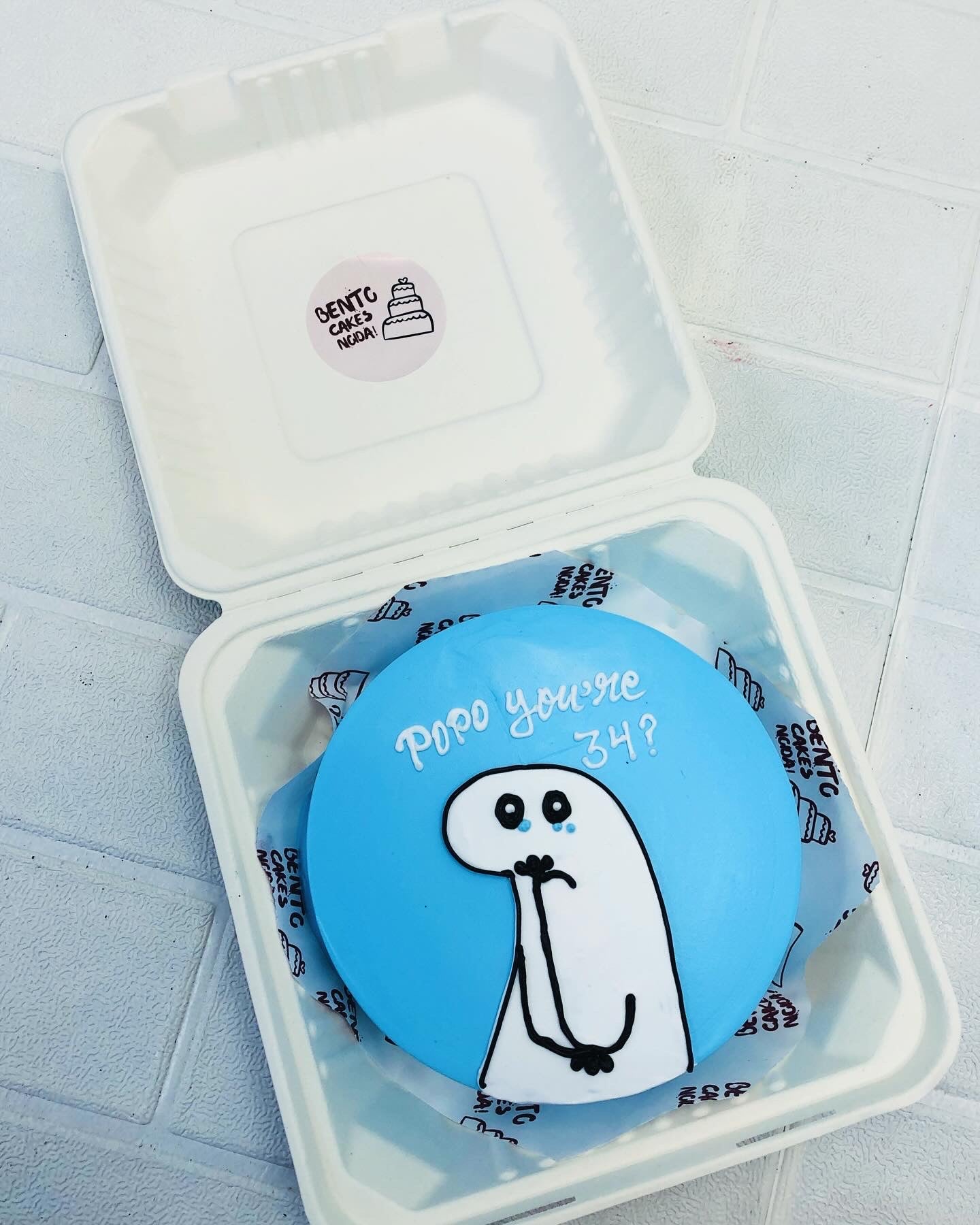 Mimi Birthday Theme Blue Bento Cake