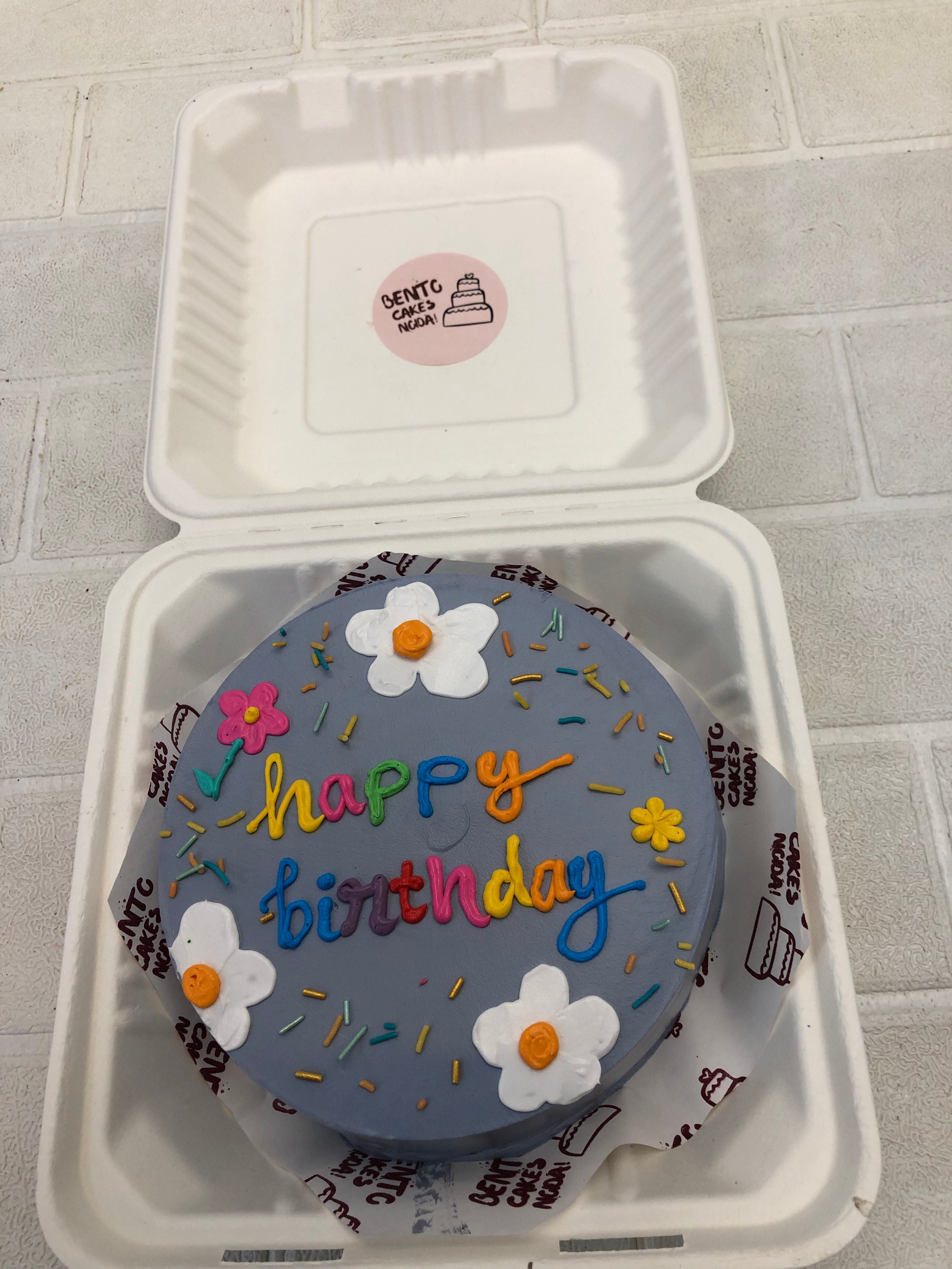 Beautiful Floral Theme Grey Bento Cake