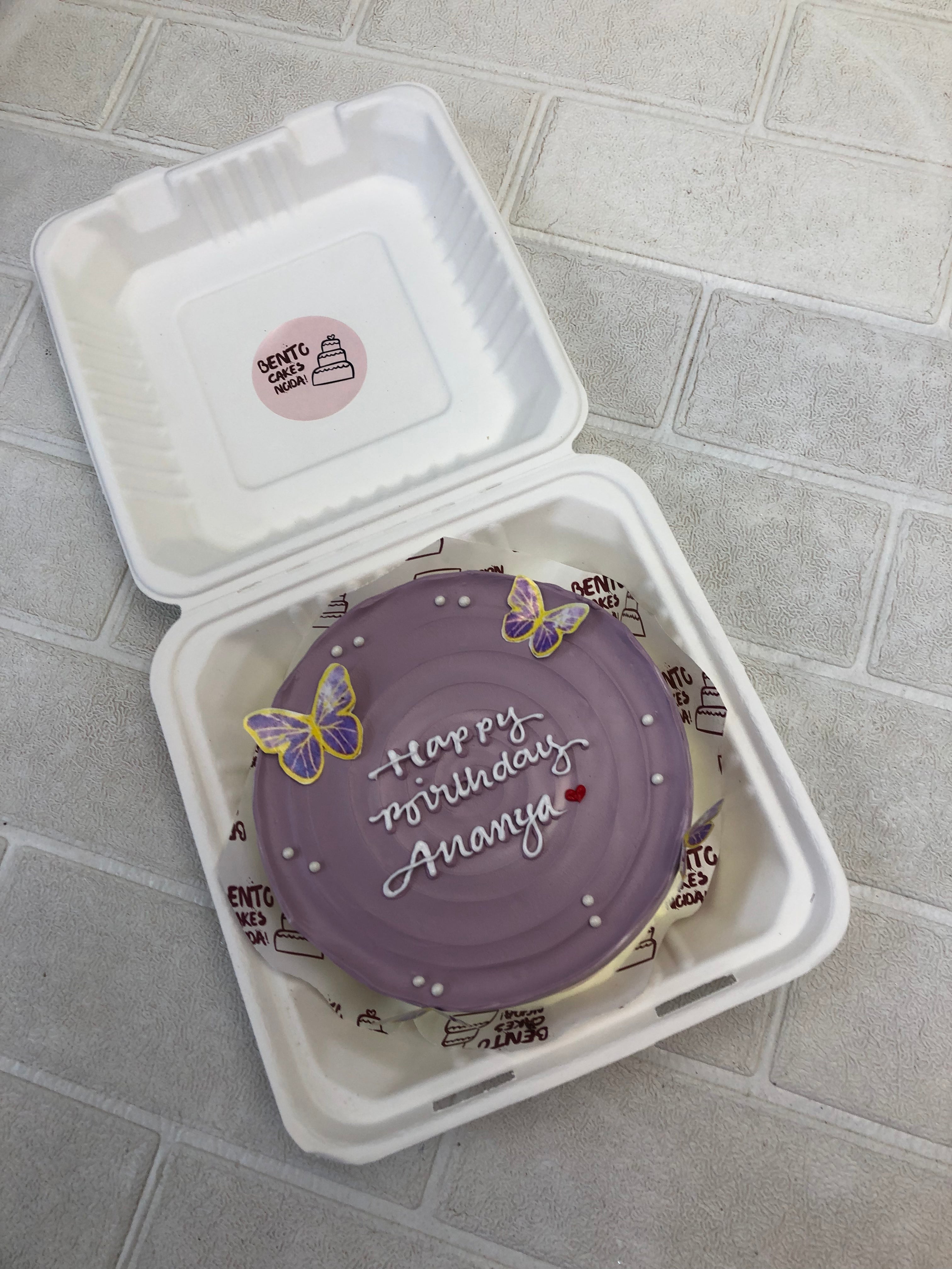 Light Pink Butterfly Bento Cake